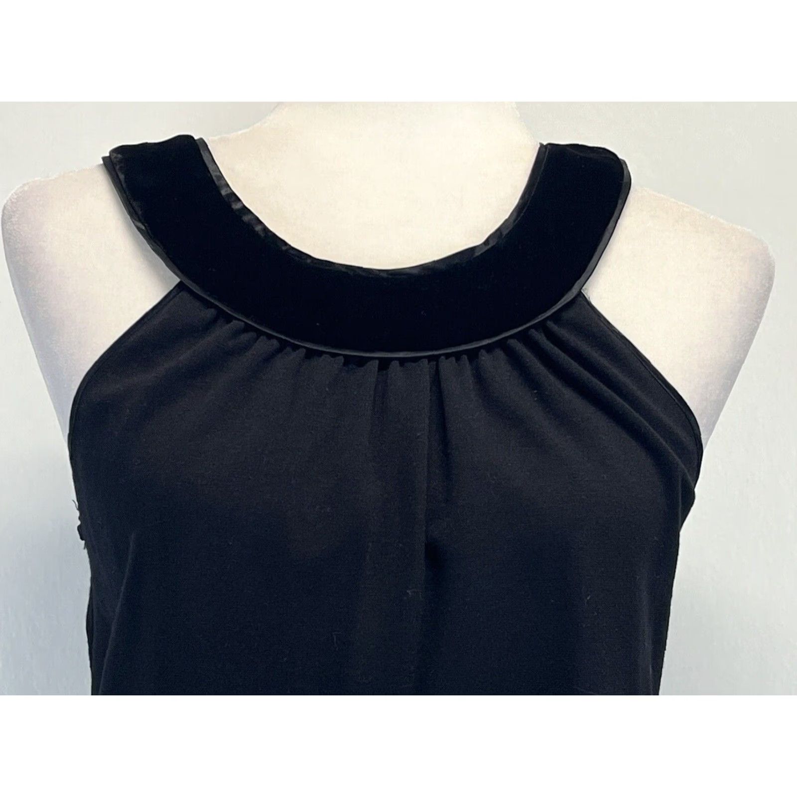 Bcbgmaxazria BCBGMAXAZRIA Dress Shift Small Black Sleeveless Velvet Trim Mini Velvet Dress Womens Sz S Size S / US 4 / IT 40 - 5 Thumbnail