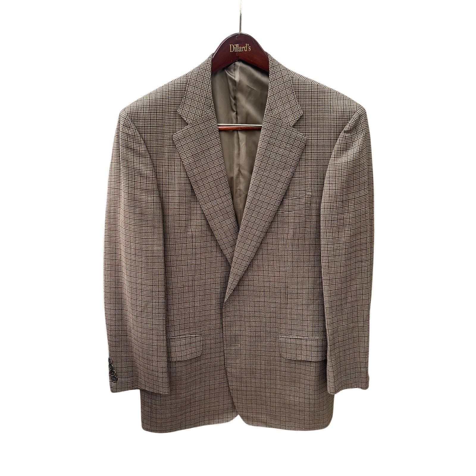 Ermenegildo Zegna Ermenegildo Zegna Blazer Brown Micro Check 100% Wool Size 54 Size 44R - 1 Thumbnail