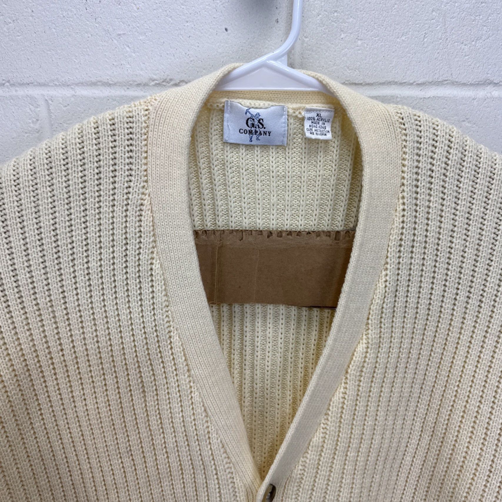 Vintage VINTAGE G.S. Company Cardigan Sweater Mens XL Be Beige Cotton Knit Pullover V-Neck Long Sleeve Button Preppy Vintage Mens XL Sweater Size US XL / EU 56 / 4 - 3 Thumbnail