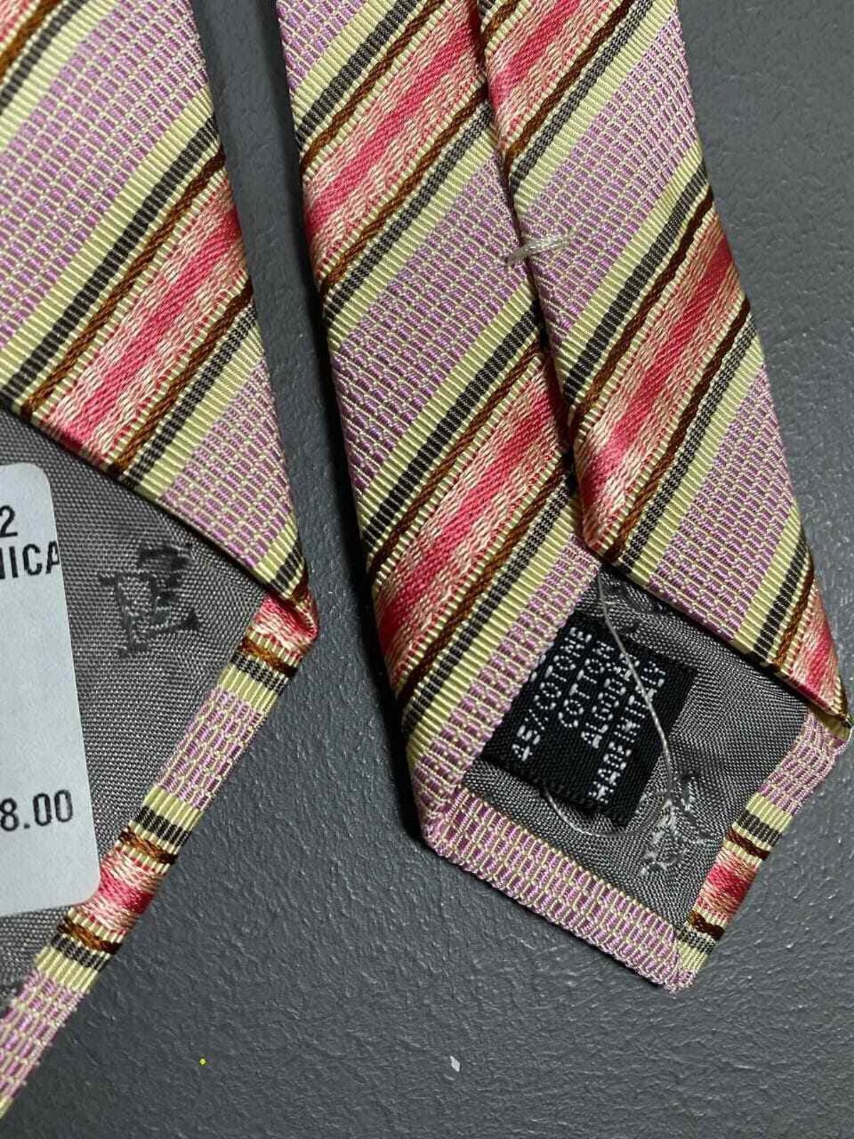 Pal Zileri NWT Pal Zileri Unico Cravate Striped Silk Tie in Pink Size ONE SIZE - 10 Thumbnail