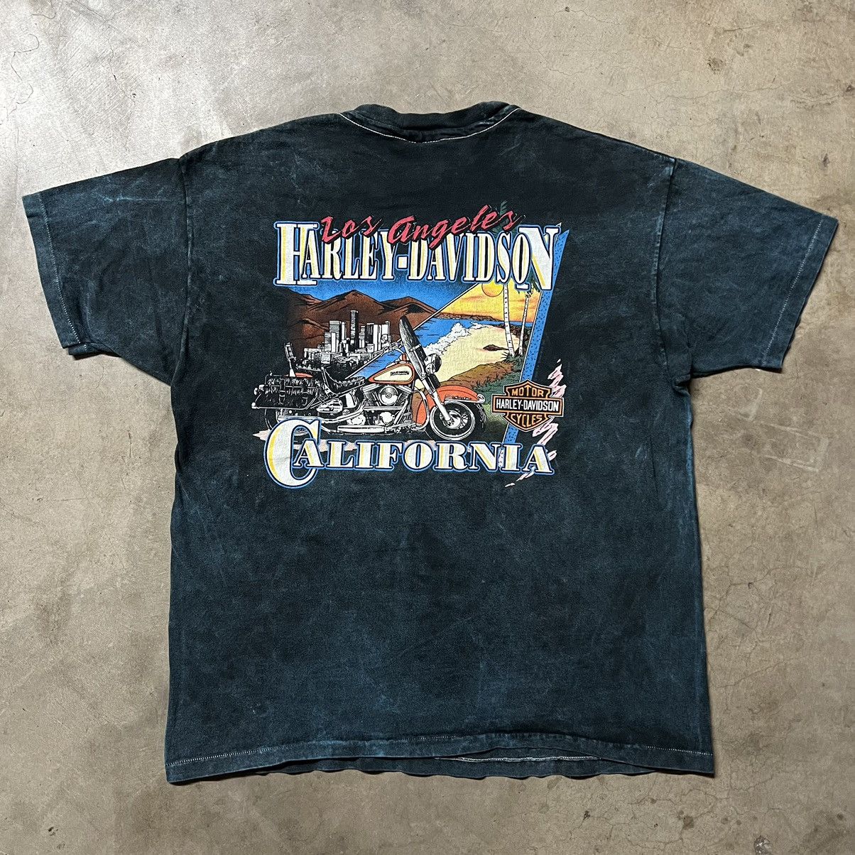 Harley Davidson × Vintage Vintage 90’s Harley Davidson 🇺🇸 LA California T-Shirt Size US XL / EU 56 / 4 - 1 Thumbnail
