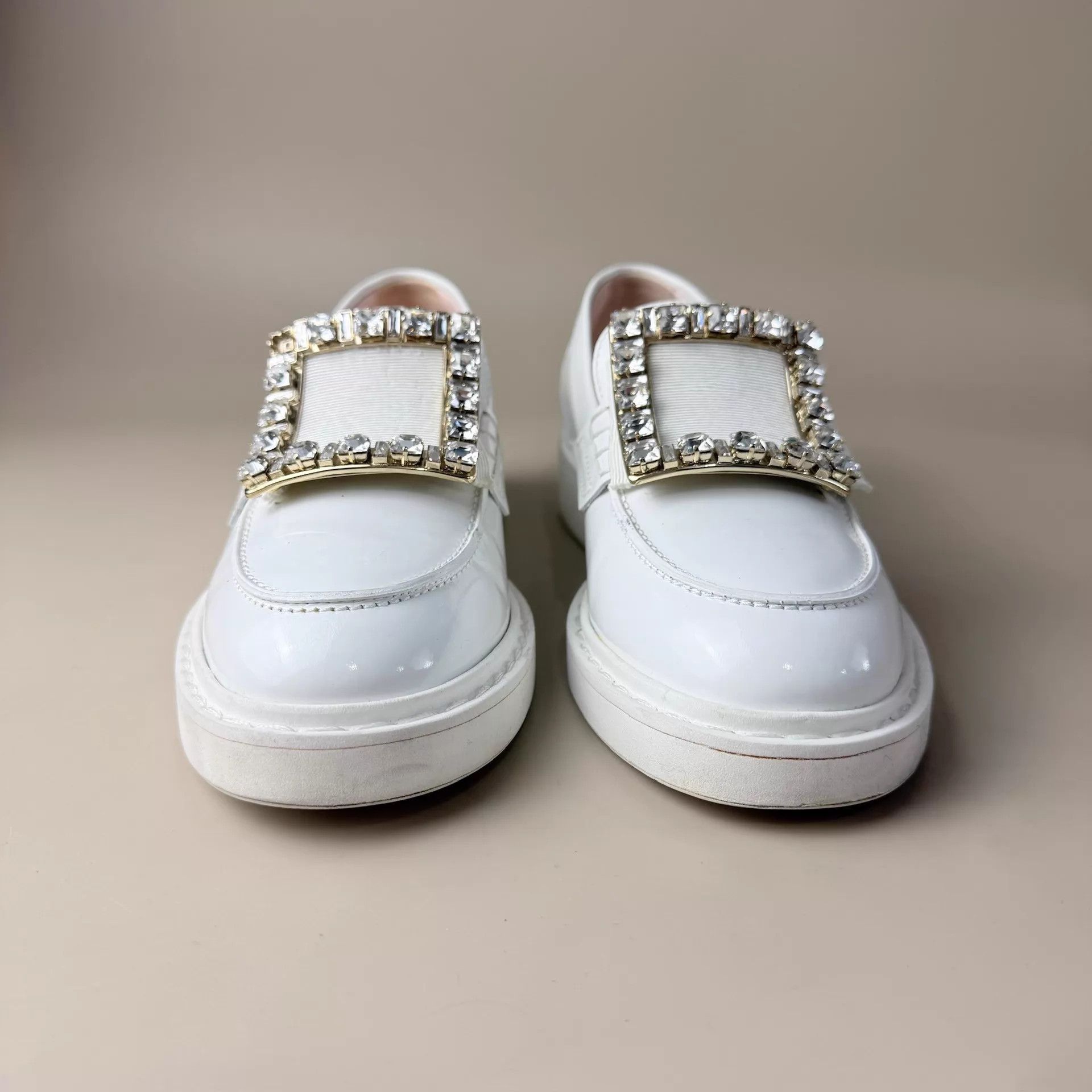 Roger Vivier RV Platinum Square Buckle Crystal 36 Mint Size US 5.5 / IT 35.5 - 2 Thumbnail
