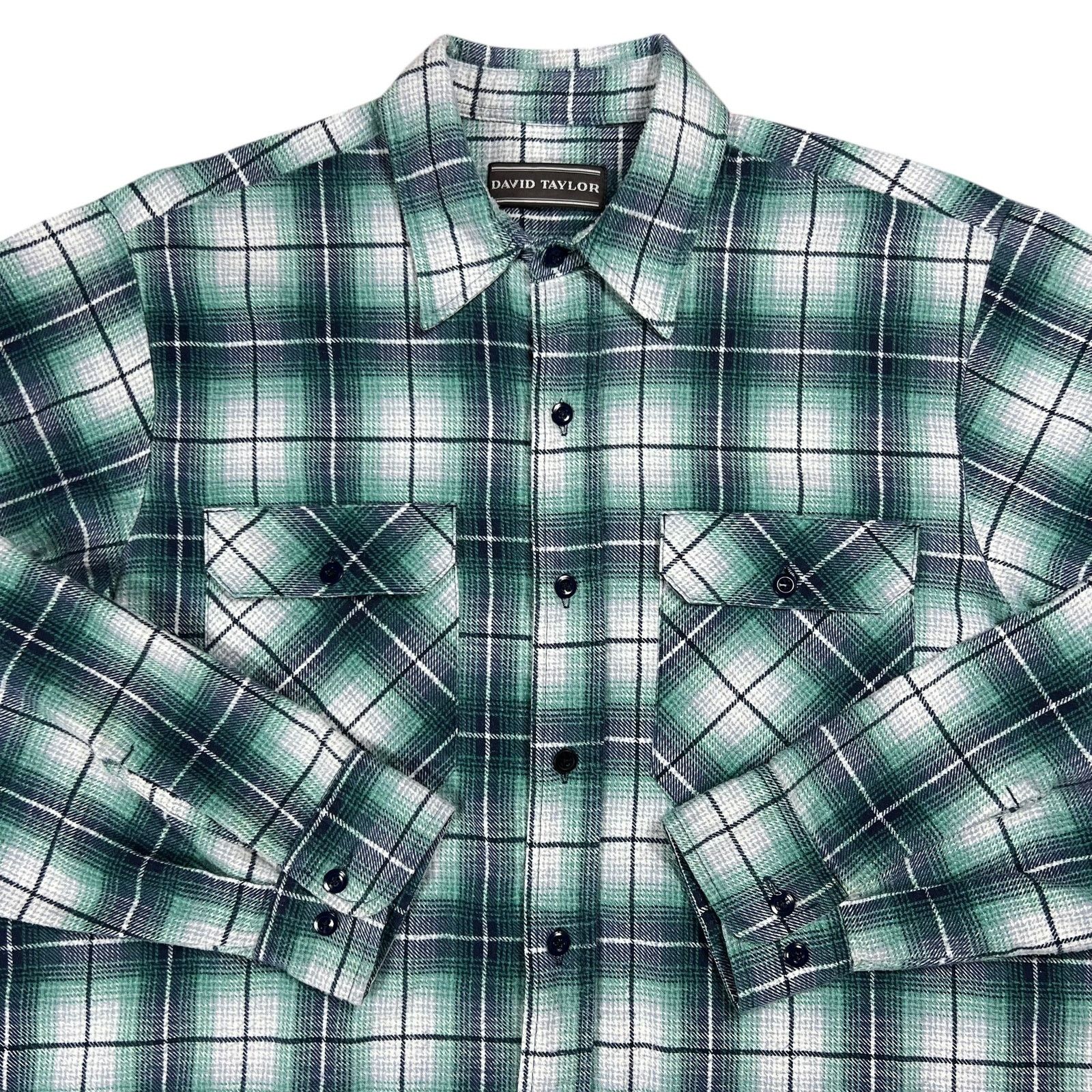 David Taylor × Vintage Vintage David Taylor green plaid cotton flannel button up Size US XL / EU 56 / 4 - 2 Thumbnail