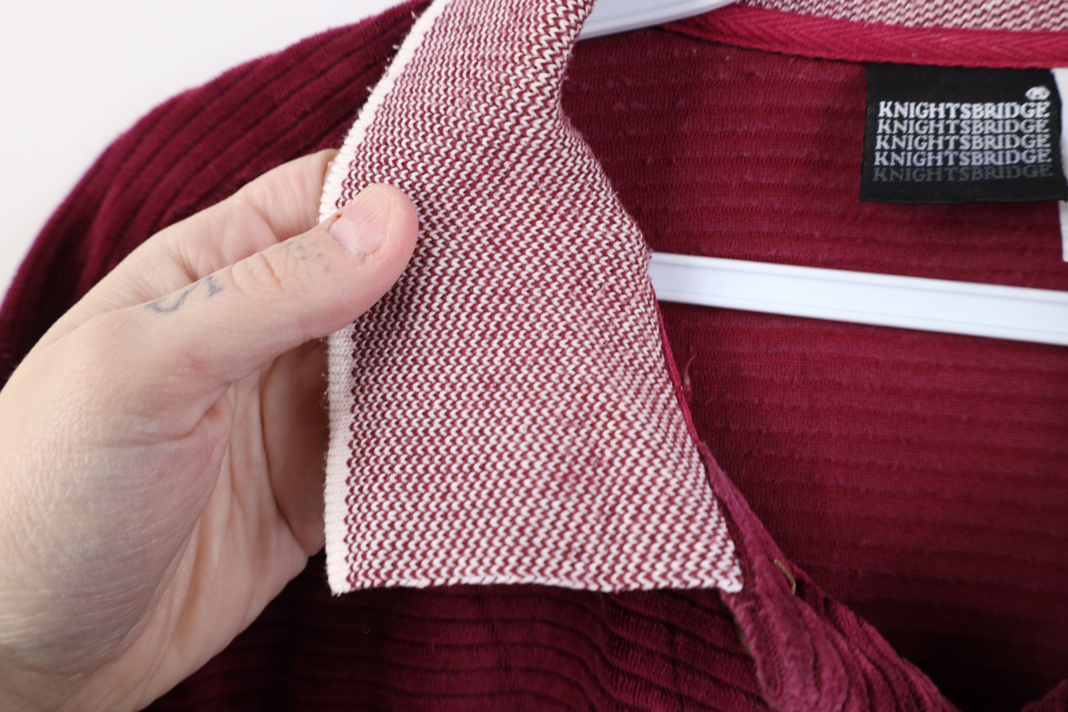 Vintage Vintage 90s Streetwear Ribbed Knit Pullover Polo Shirt Red Size US XL / EU 56 / 4 - 5 Thumbnail