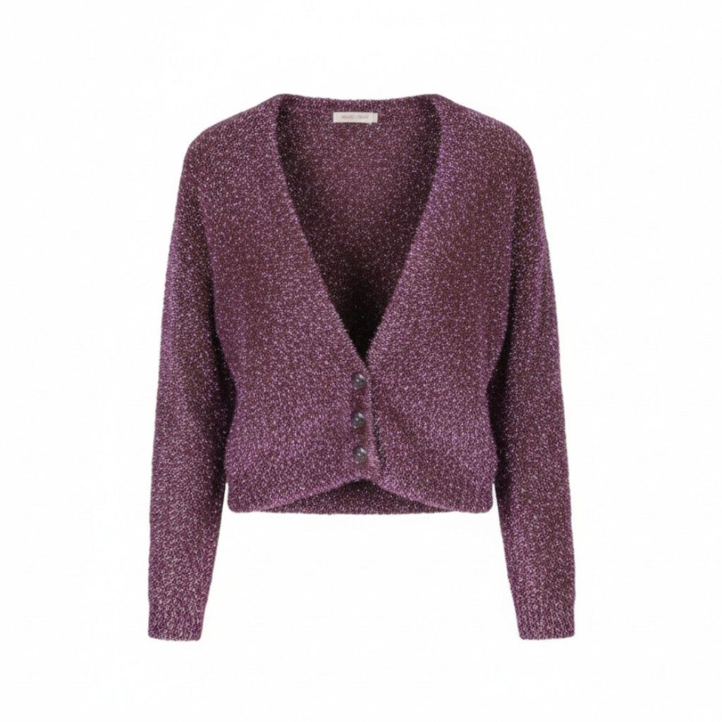 MAX&Co. S Burgundy Glitter Metallic Fuzzy Knit Cardigan 88678 Size S / US 4 / IT 40 - 1 Thumbnail