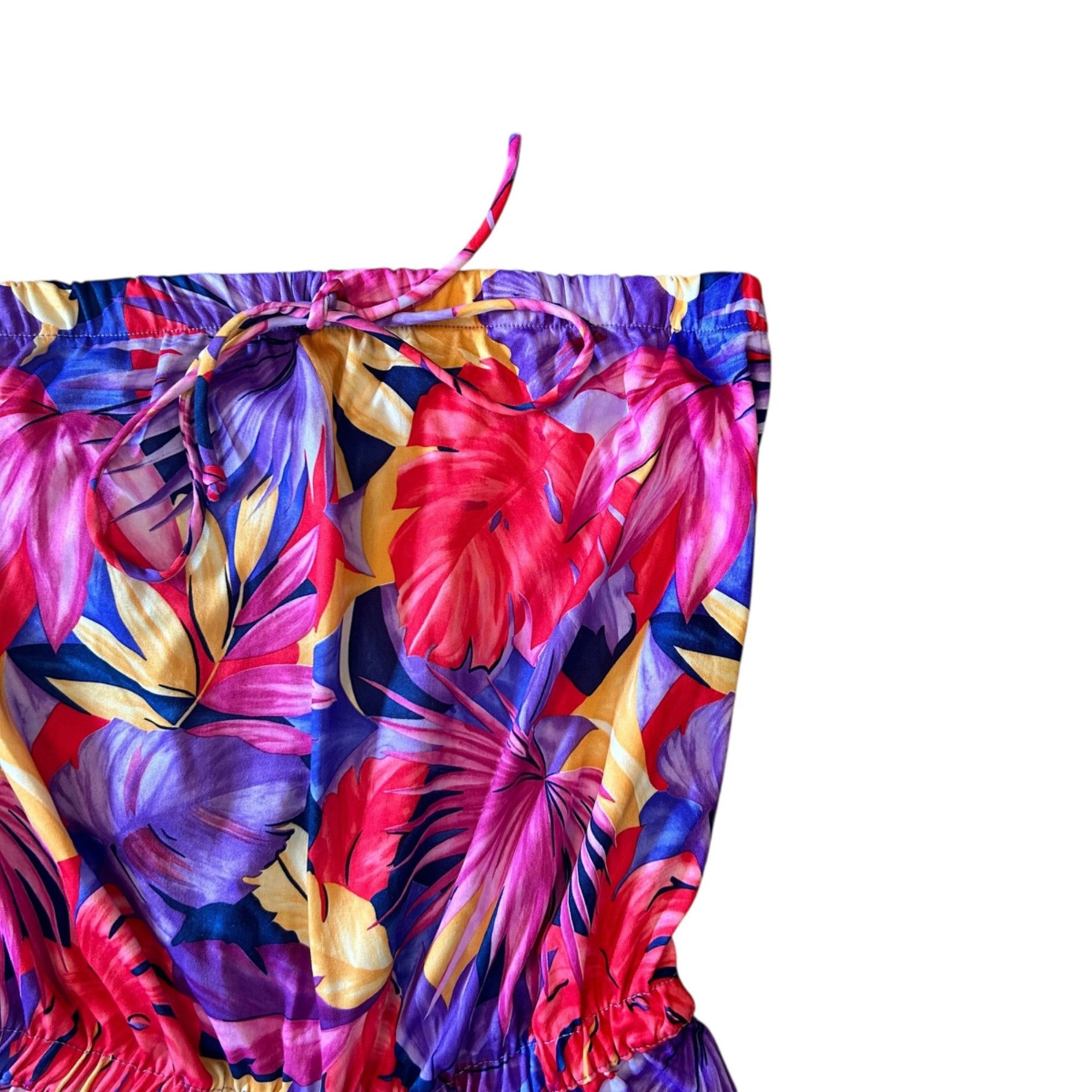 Vintage Vintage Granada Vibrant Tropical Palm Leaf Strapless Romper Size M / US 6-8 / IT 42-44 - 2 Thumbnail
