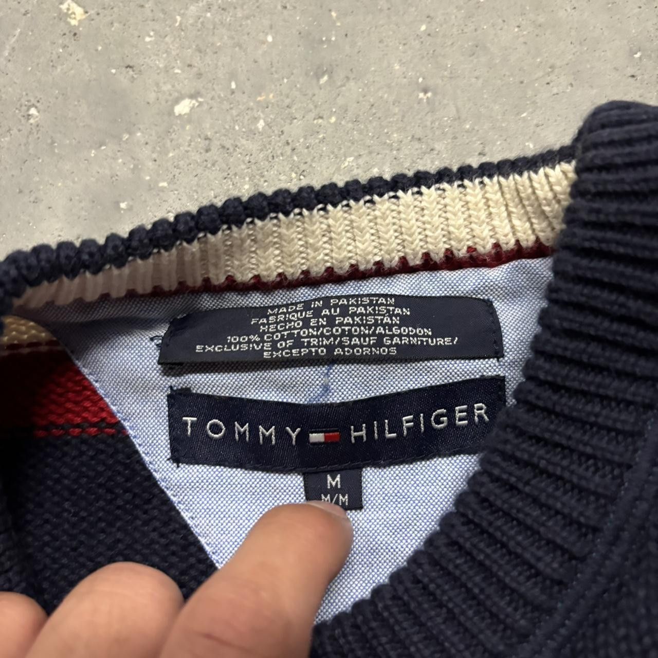 Japanese Brand × Vintage Crazy Vintage Y2K/2000s Navy Blue Red Striped Streetwear Essential Sweater! Size US M / EU 48-50 / 2 - 4 Thumbnail