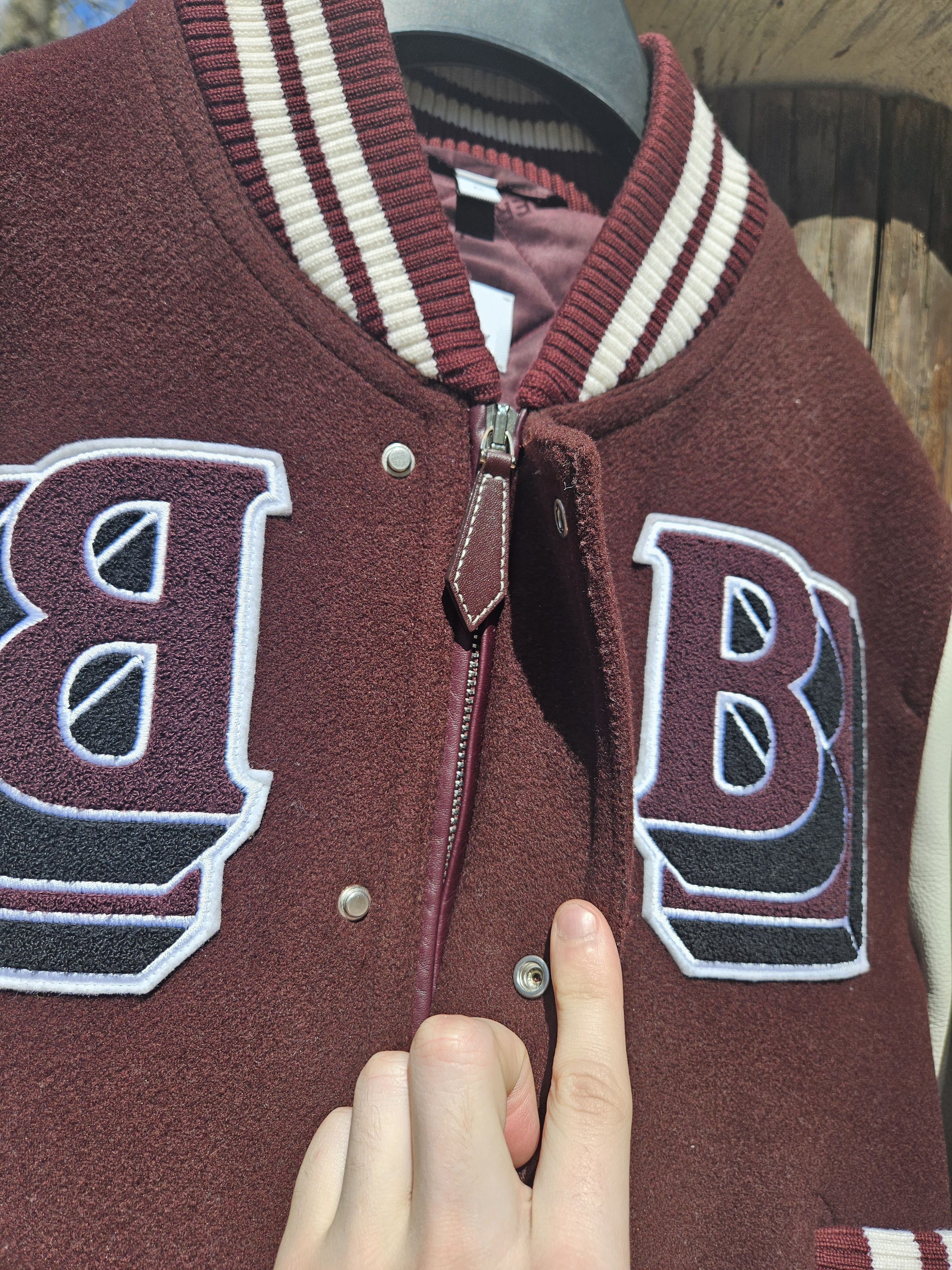Burberry Burberry Maroon Leather Teddy Bomber Jacket Size US M / EU 48-50 / 2 - 3 Thumbnail