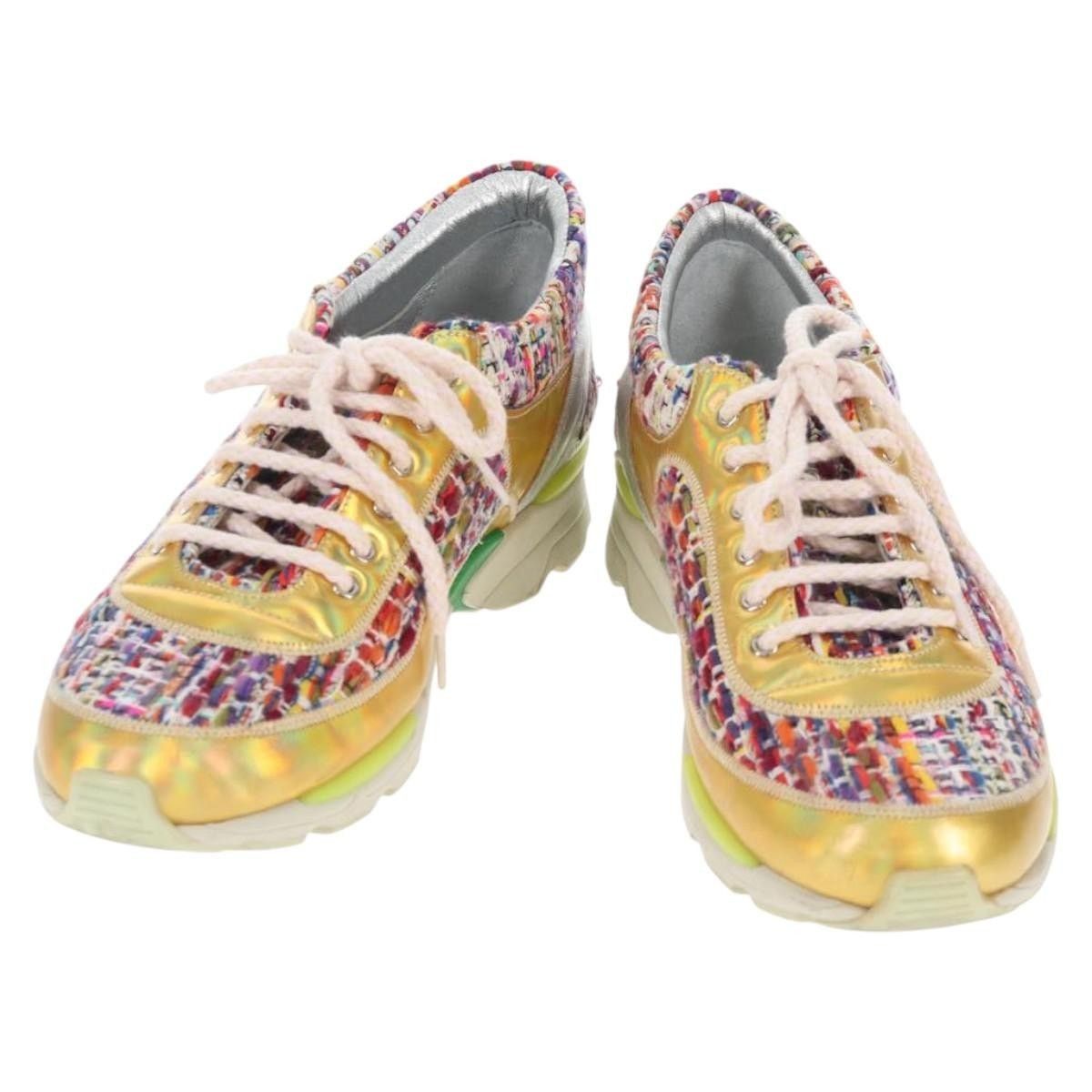 Chanel Chanel Sneakers Tweed Multicolor CC Size US 8.5 / IT 38.5 - 1 Thumbnail