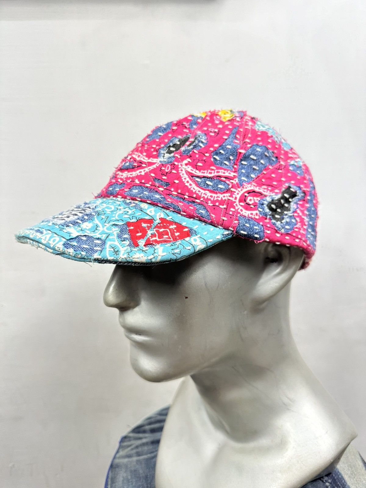 Art Comes First × Handmade Custom Made Distressed Paisley Patchwork Boro hats Size ONE SIZE - 5 Thumbnail
