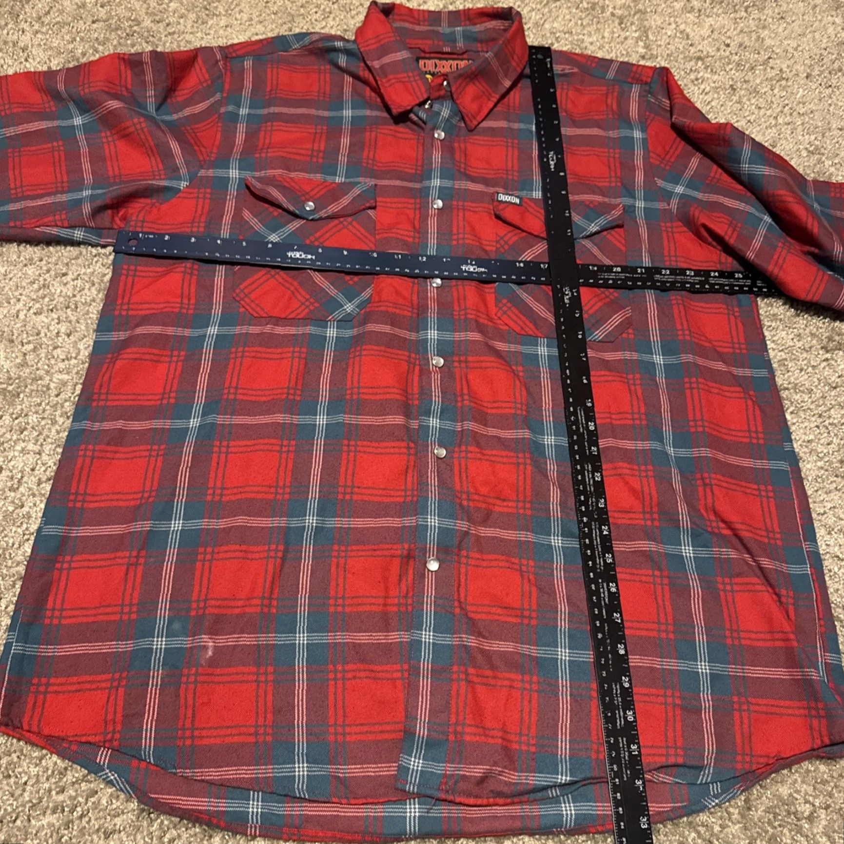 Vintage Dixxon Flannel Shirt Mens 2XLT Red Plaid Pearl Snap L/S Button-Up Embroidered Pockets Limited Edition Christmas Holiday Size US XXL / EU 58 / 5 - 7 Thumbnail