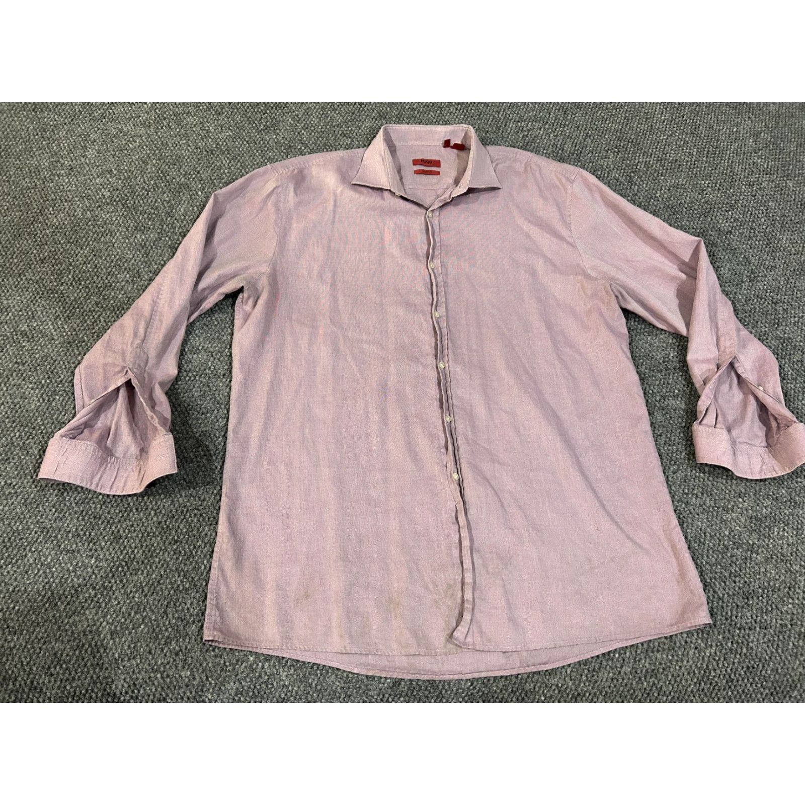 Hugo Boss HUGO BOSS Shirt Mens 17.5 34/35 Purple Modern Fit Long Sleeve Dress Button Down Shirt Size 48R - 2 Thumbnail