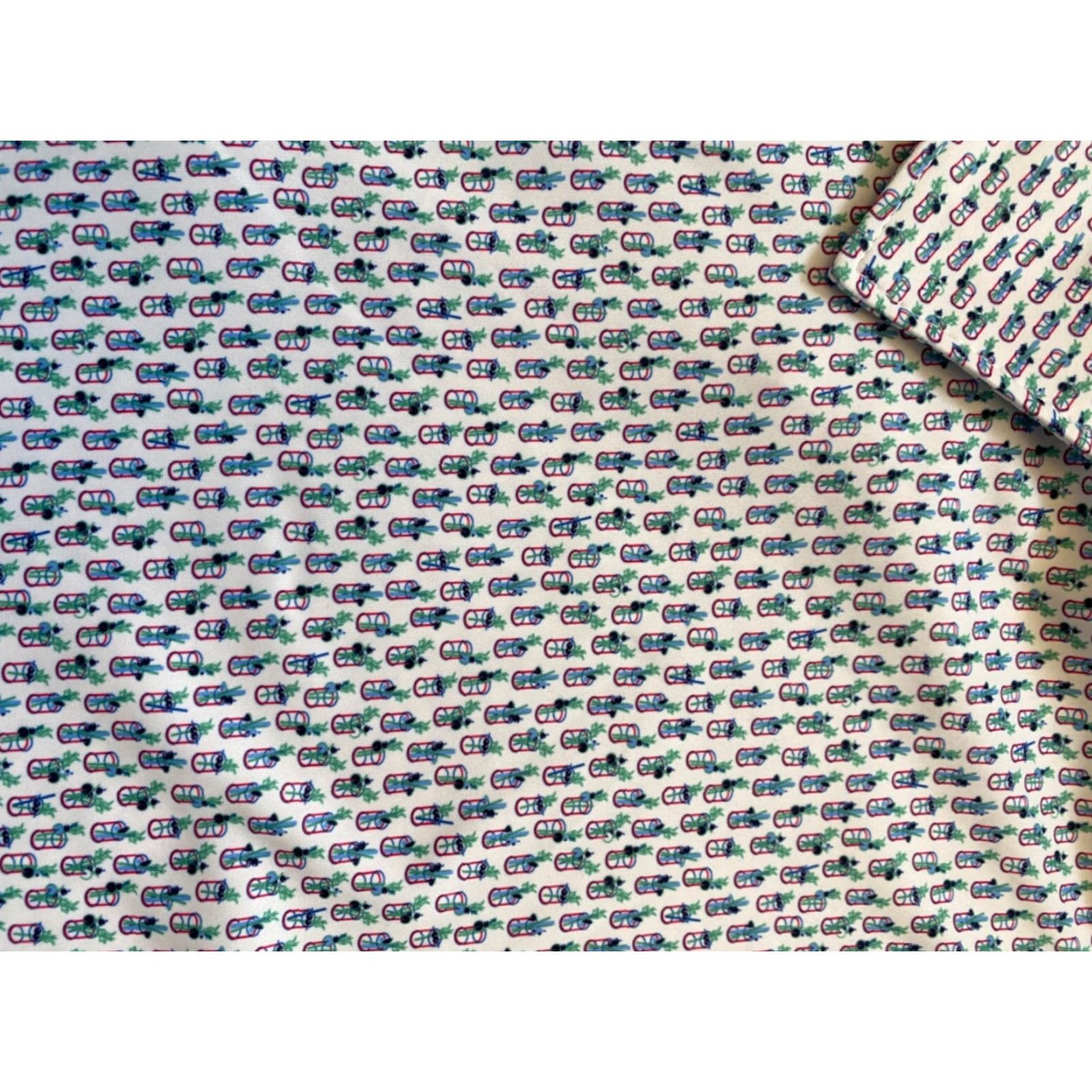Vintage Peter Millar Summer Comfort Polo Shirt Blue White Geometric Short Sleeve Button-Up Knit Polyester Lightweight Moisture Wicking Non-Iron Casual Mens L Size US L / EU 52-54 / 3 - 3 Thumbnail