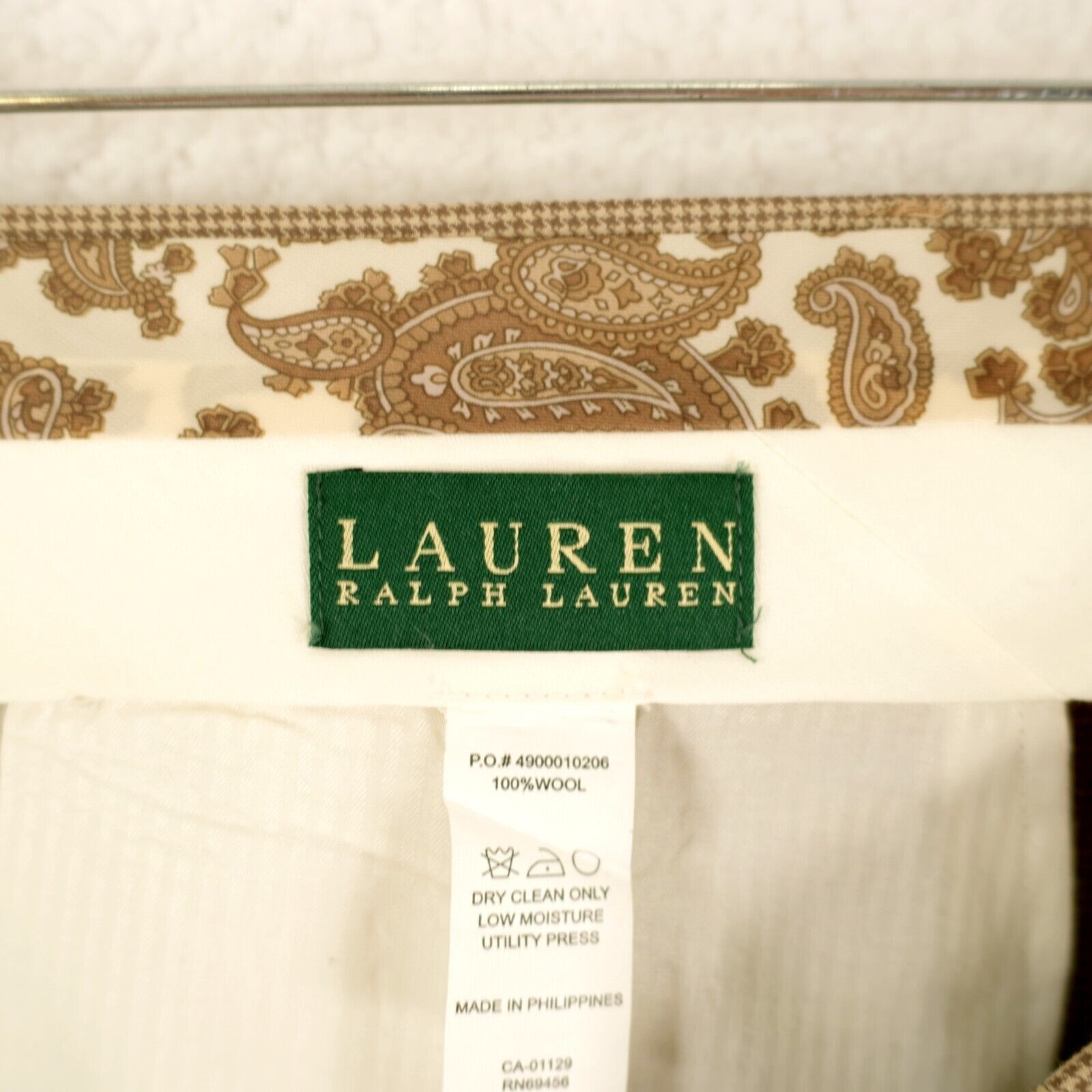Lauren Ralph Lauren Lauren Ralph Lauren Wool Tan Cream Houndstooth Pleated High Size 40R - 6 Thumbnail