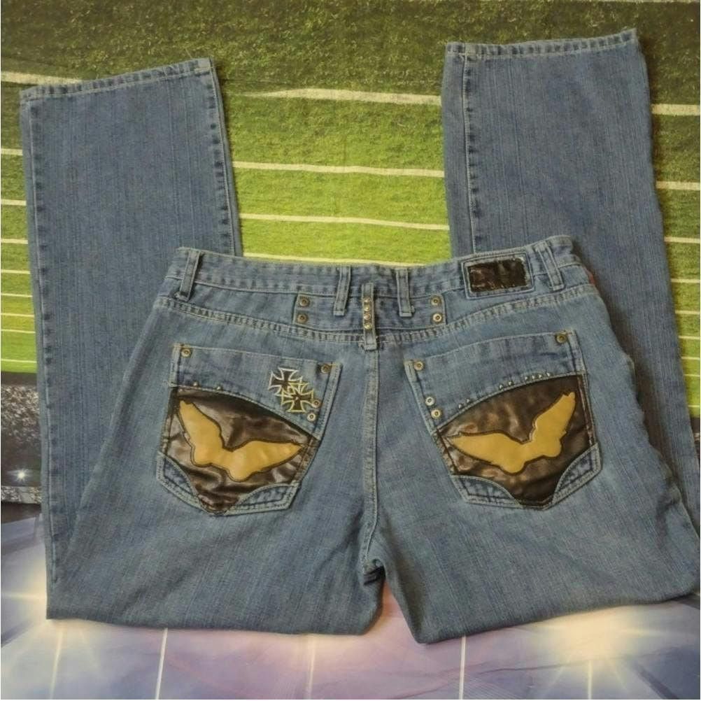 Robins Jeans ROBIN'S JEAN - croco blue cross jeans size 38 big & tall Size US 38 / EU 54 - 7 Thumbnail
