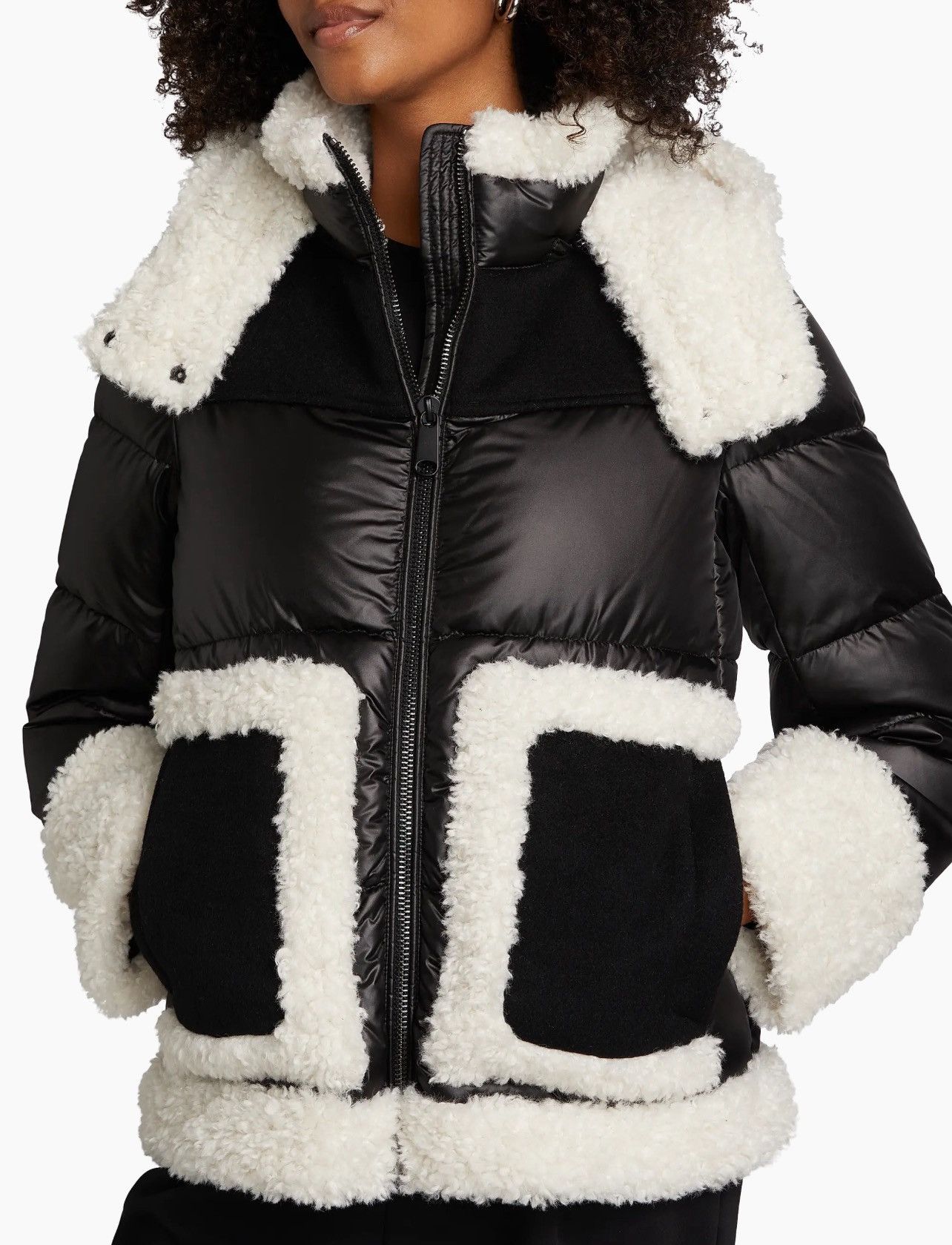 Mercer Collective Dana Mixed-Media Hooded Down Coat size XS