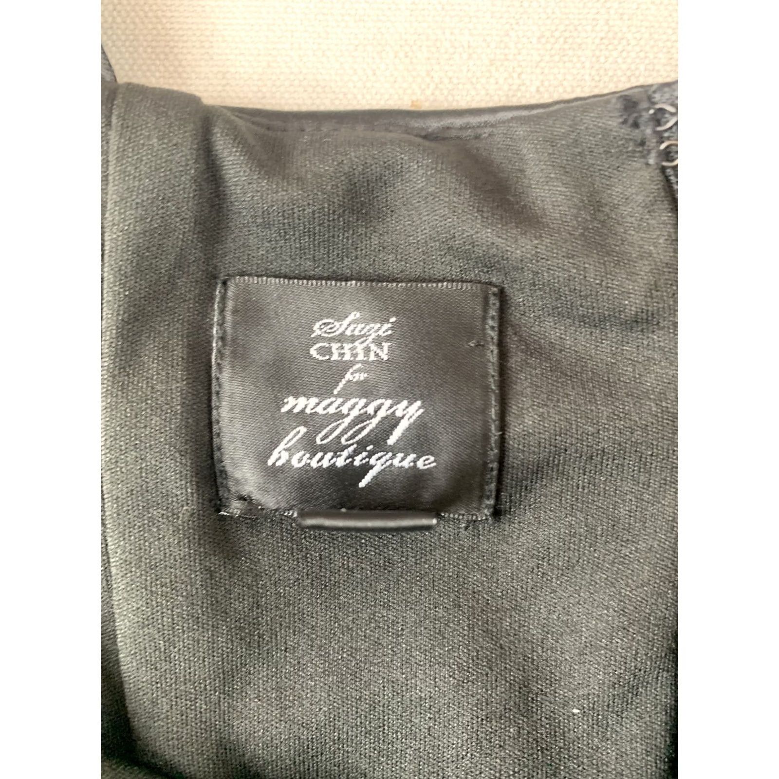 Vintage Maggy Boutique Dress Womens Size 8 Black V-Neck Sleeveless Suzi Chin Size M / US 6-8 / IT 42-44 - 6 Thumbnail