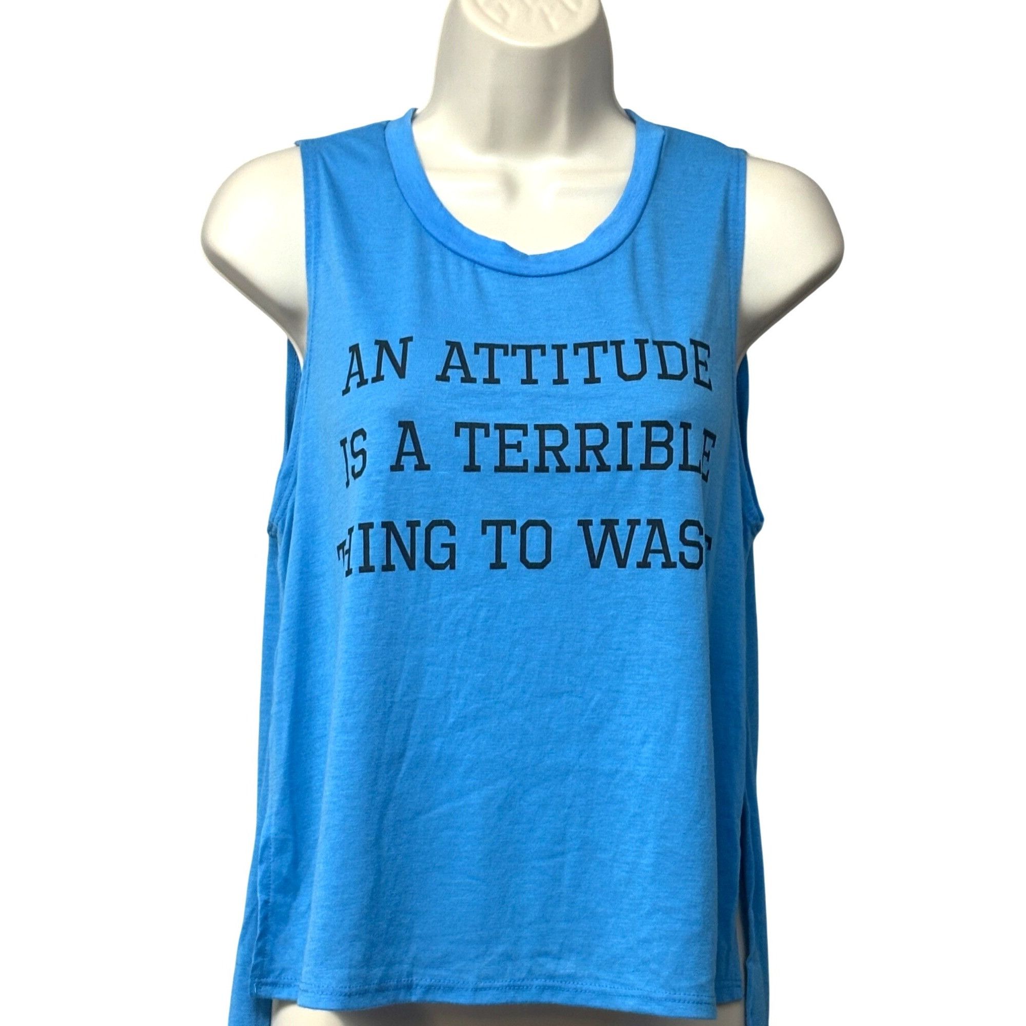 Other Rebellious One Junior’s High-Low Graphic Tank Top, Neon Blue Size S / US 4 / IT 40 - 3 Thumbnail