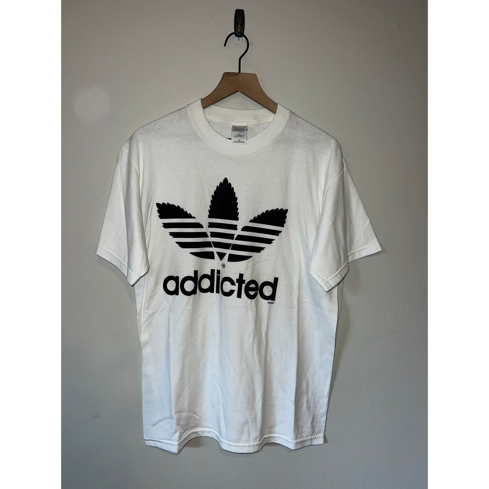 Gildan Y2K Addicted Adidas Weed Marijuana Smoke White Shirt 2000s M Size US M / EU 48-50 / 2 - 1 Thumbnail