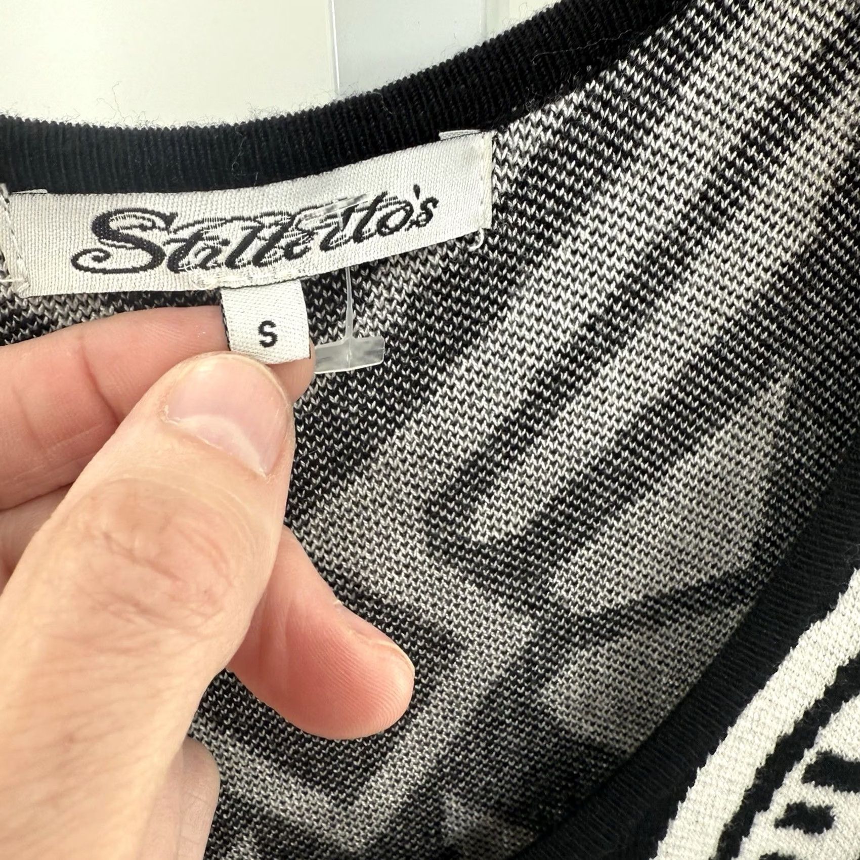 Vintage Stiletto Dress Pattern Black White Geometric Sleeveless Sheath Short Round Neck Pullover Stretchy Party Cocktail Women S Size S / US 4 / IT 40 - 3 Thumbnail
