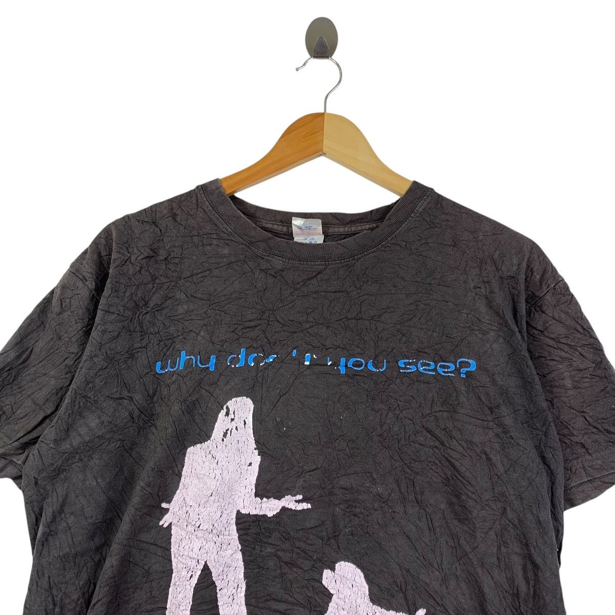 Vintage Y2K Weird-Core Graphic Tee Black – Why Don’t You See? Size US L / EU 52-54 / 3 - 2 Thumbnail