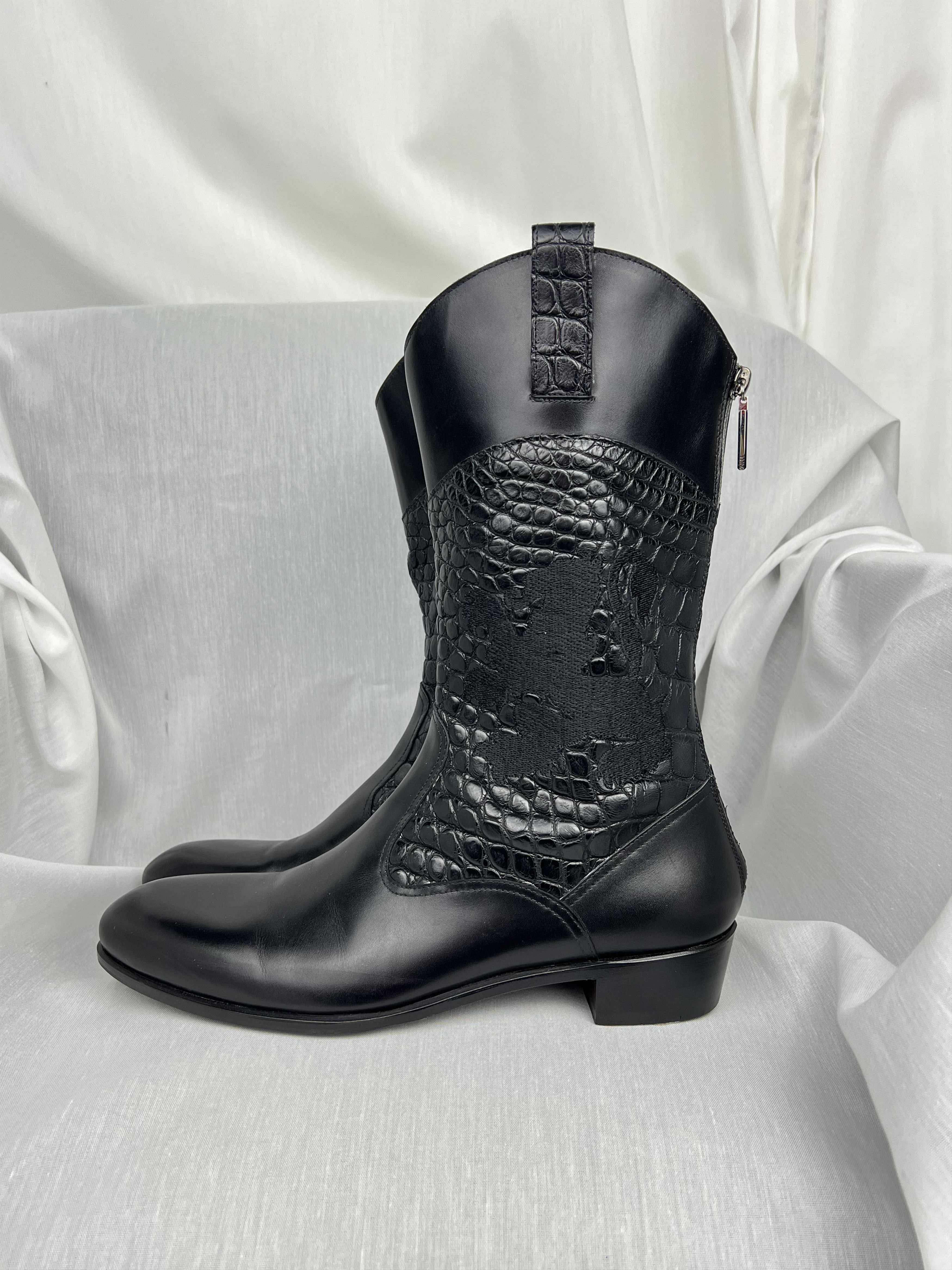 Zilli Stunning Leather with Crocodile Pieces High-Top Boots Size US 9 / EU 42 - 3 Thumbnail