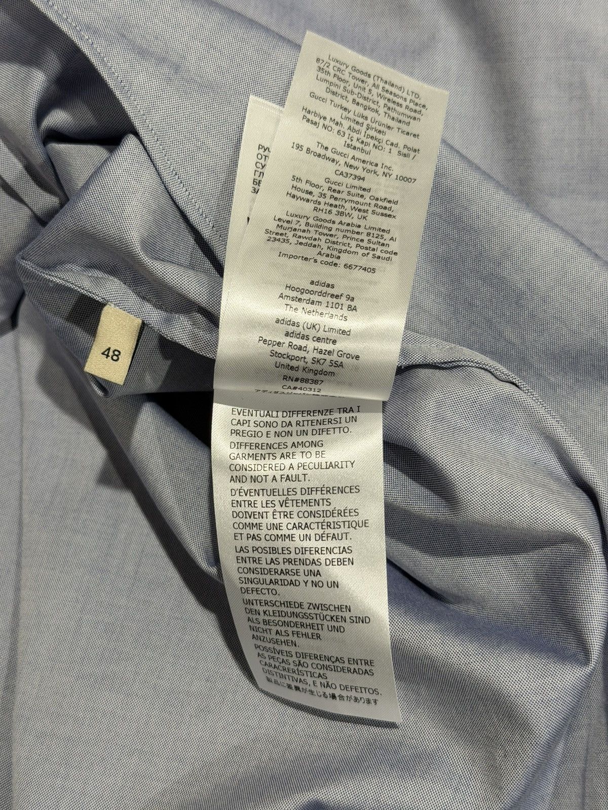 Adidas × Gucci Gucci x Adidas Light Blue / Gray Logo Oxford Button Up Shirt Size US M / EU 48-50 / 2 - 15 Thumbnail