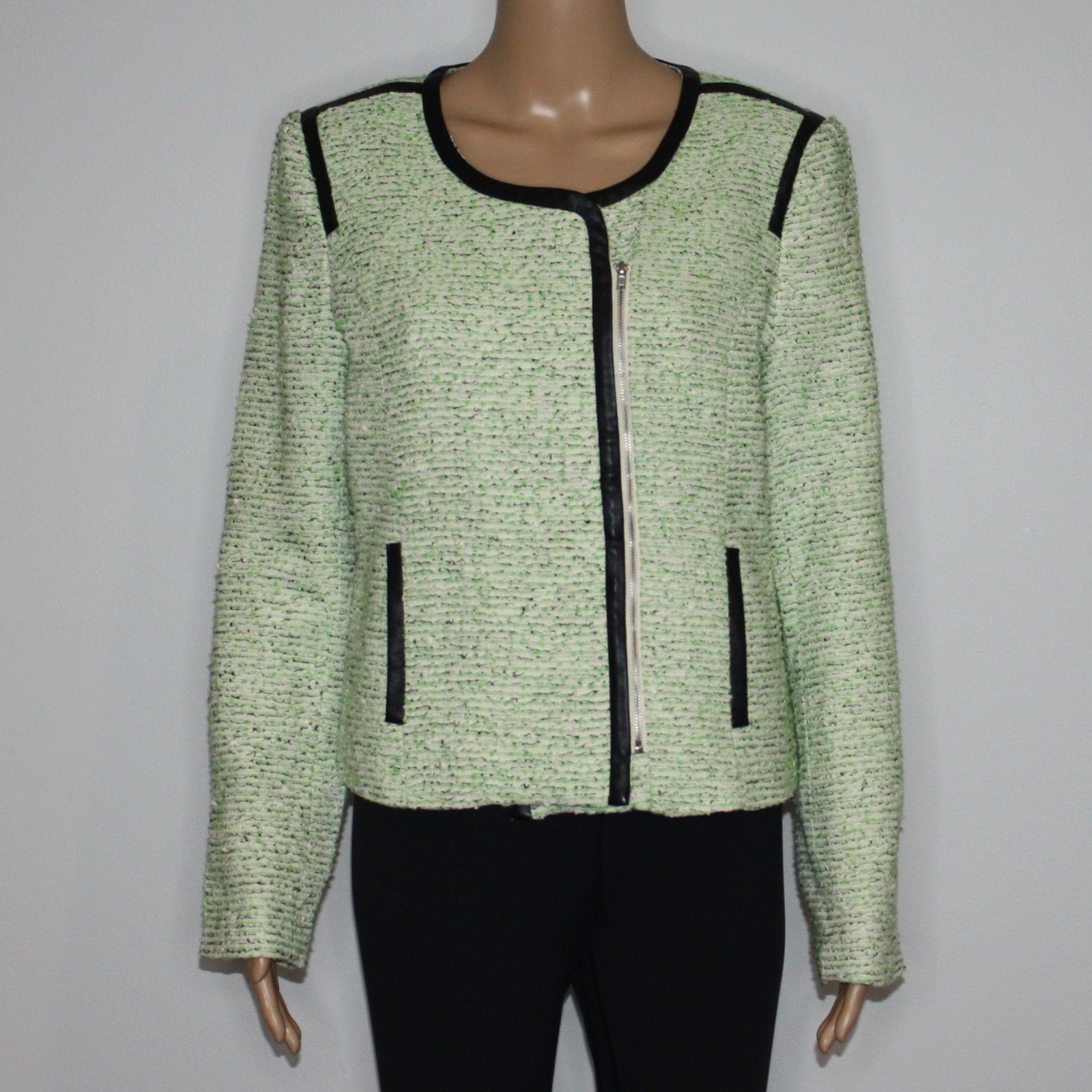 Other Romeo & Juliet Couture Faux Leather Trim Tweed Jacket $255 Size M / US 6-8 / IT 42-44 - 6 Thumbnail