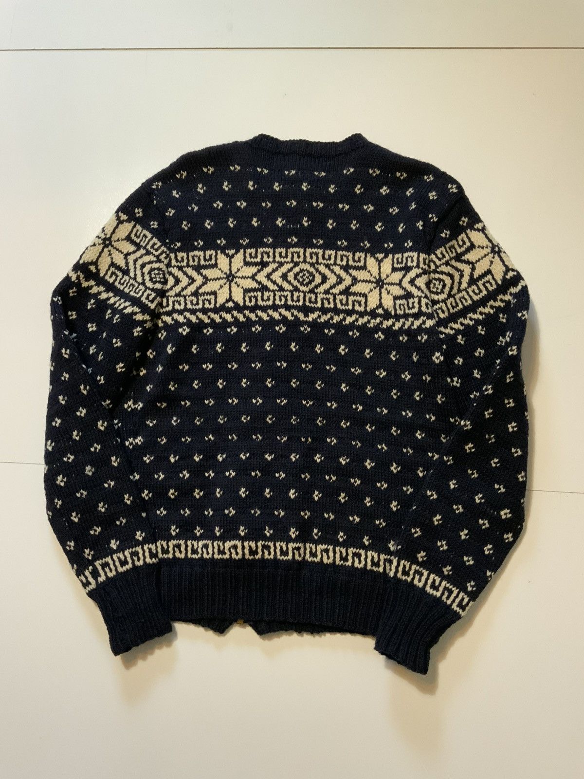 Vintage 50s 60s Snowflake Fair Isle Wool Talon Knit Sweater Jacket Size US S / EU 44-46 / 1 - 2 Thumbnail