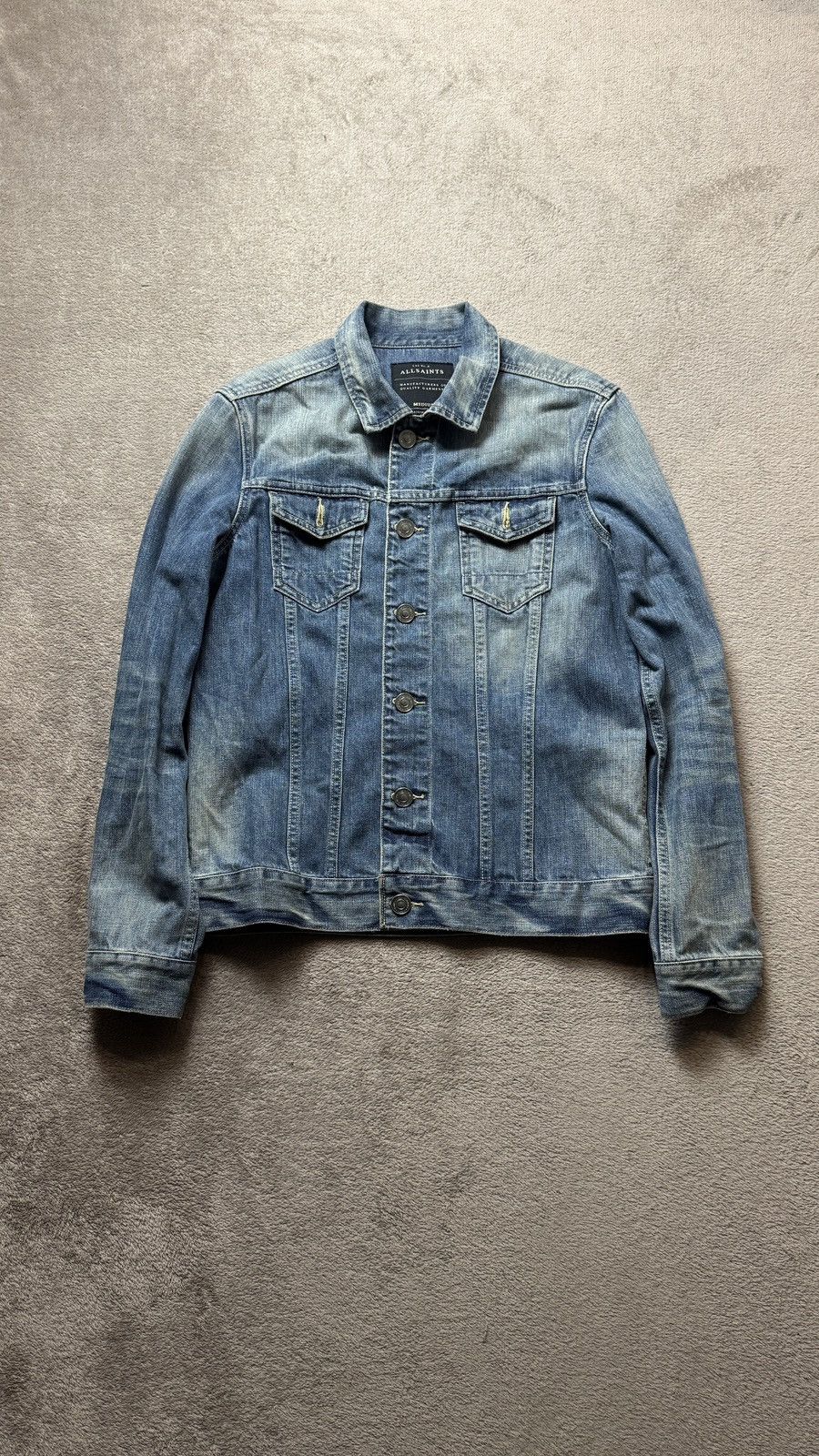 Japanese Brand Allsaints Vintage Washed Jeans Jacket grandpa diesel ysl y2k Size US M / EU 48-50 / 2 - 1 Thumbnail