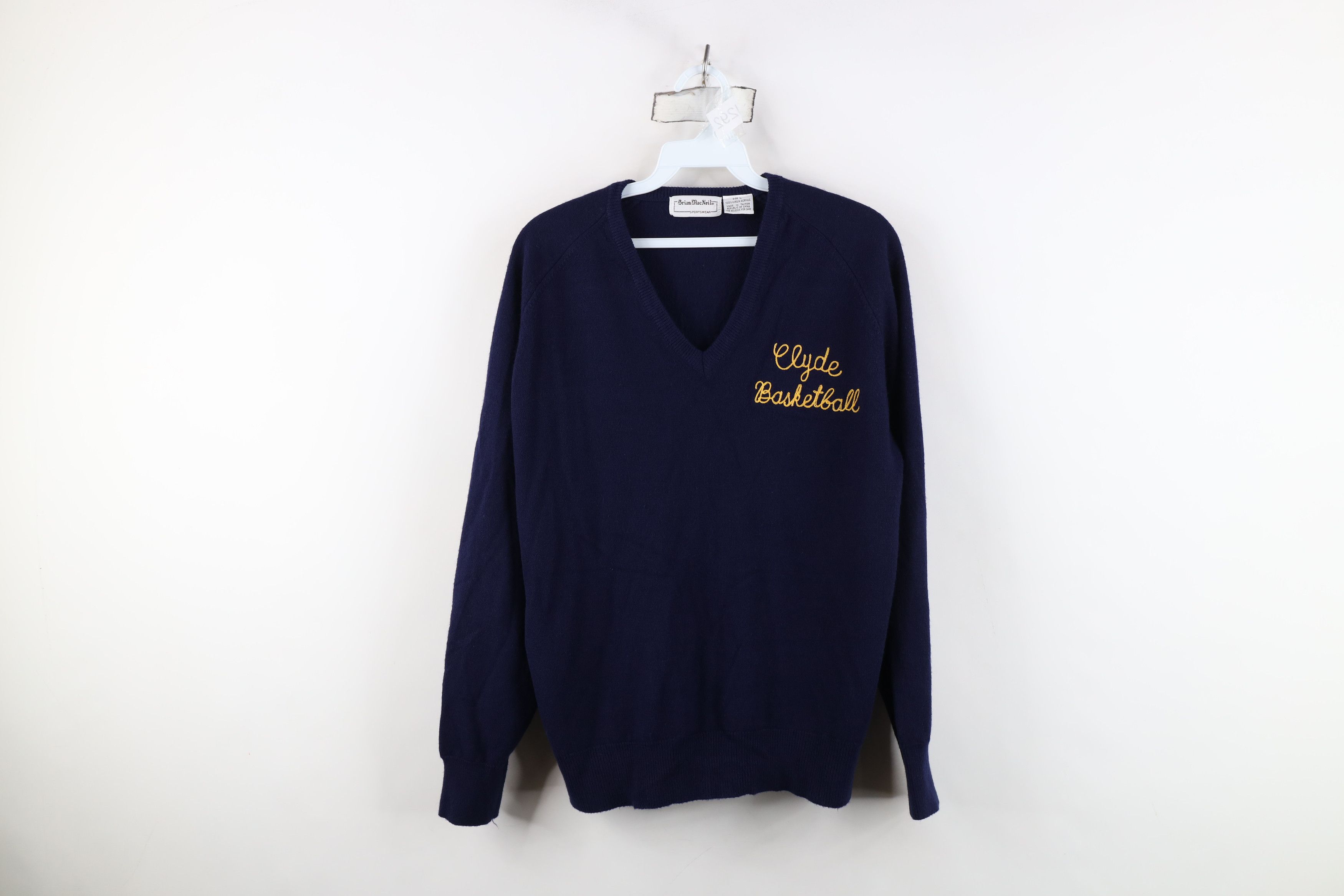 Vintage Vintage 70s Streetwear Stitch Basketball Knit Sweater Blue Size L / US 10 / IT 46 - 1 Thumbnail