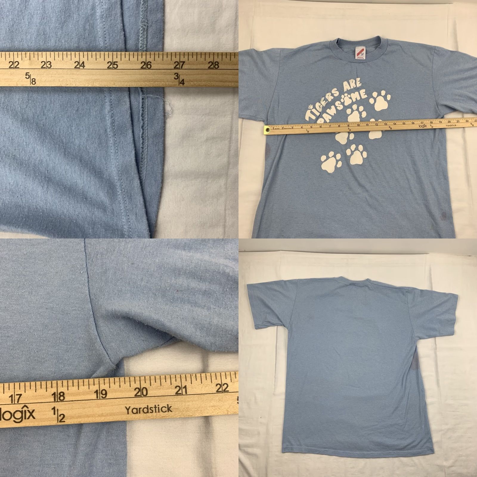 Jerzees VINTAGE Tigers Are Pawsome T Shirt Adult Large Blue Jerzees Shirt Mens 90s 80s Funny Animals Size US L / EU 52-54 / 3 - 8 Thumbnail
