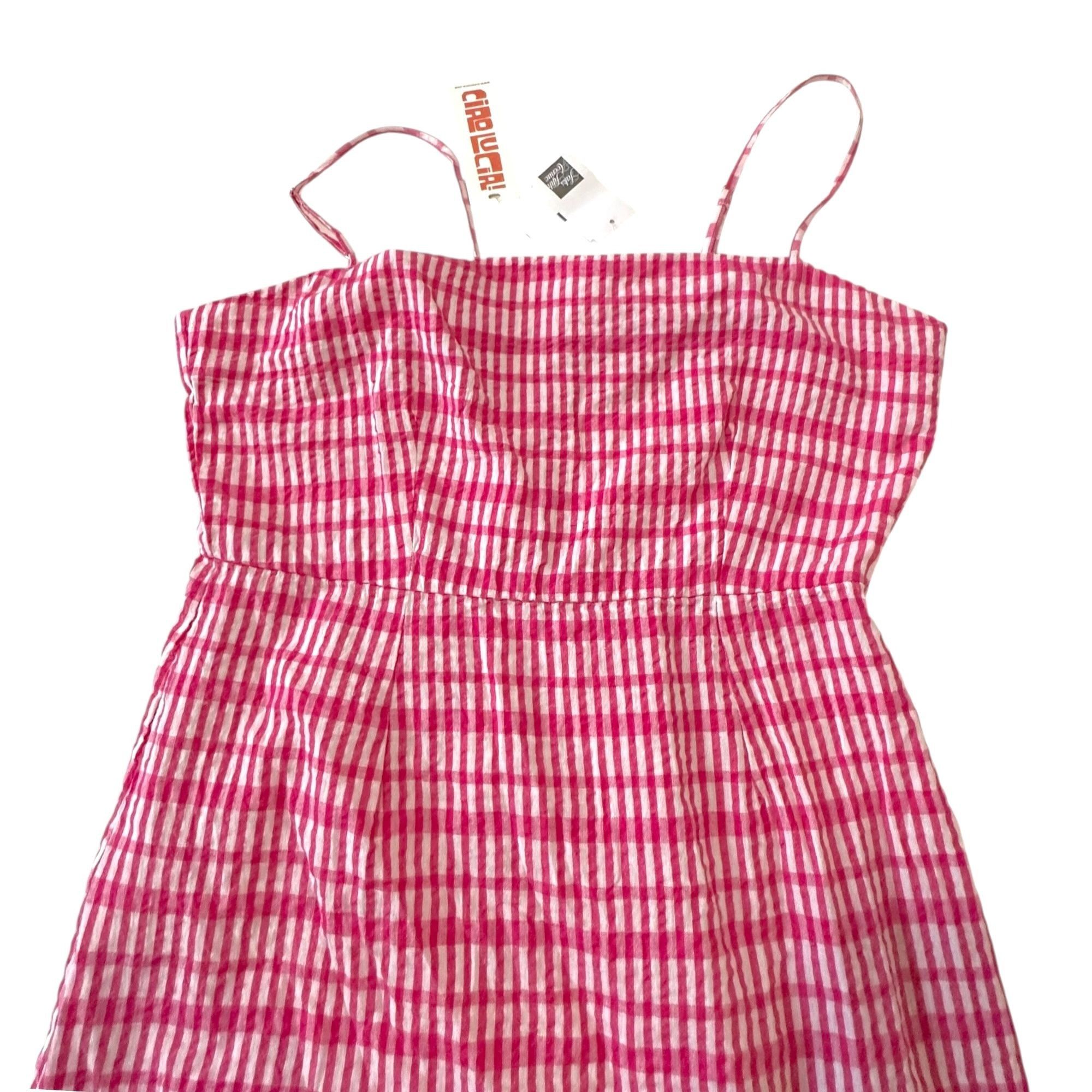 Ciao Lucia Ciao Lucia Lareina Seersucker Gingham Midi Dress, L, Pink Size L / US 10 / IT 46 - 5 Thumbnail