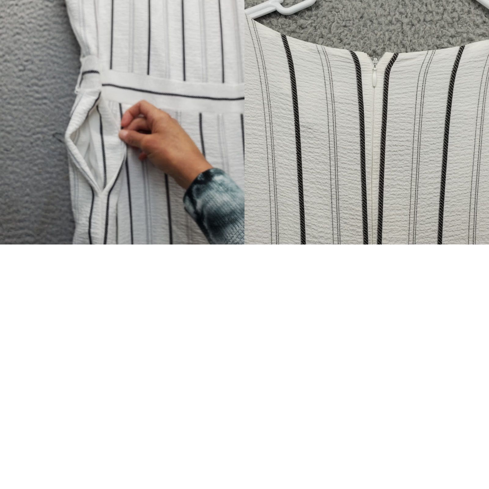 Calvin Klein Calvin Klein Jumpsuit Womens Size 16 White Black Striped Flutter Sleeve Back Zip Shirt? Size 38" / US 16 / IT 52 - 8 Thumbnail