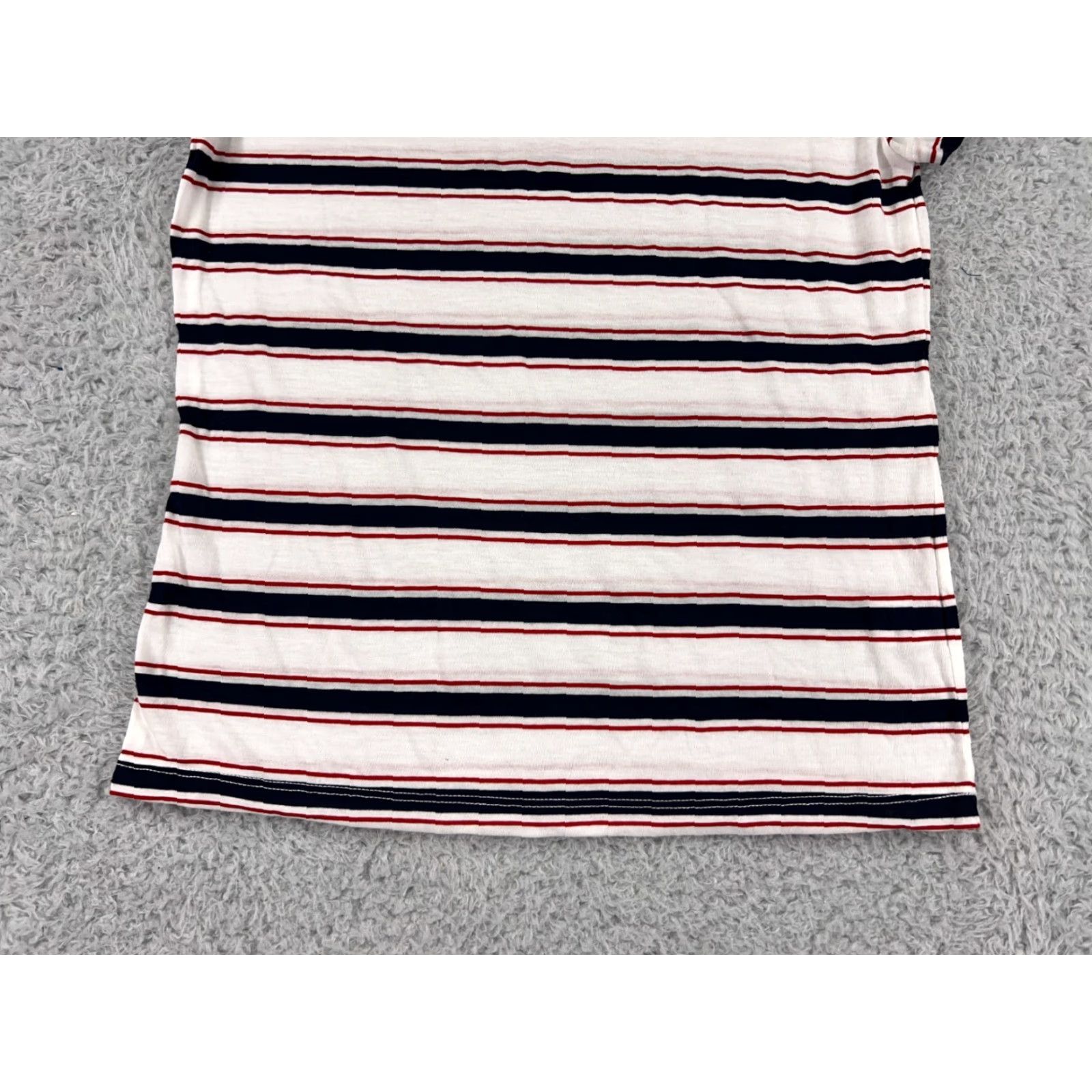 Vintage La Made Shirt Womens Small Red White Blue Striped Short Sleeve Polyester Blend Shirt Adult Small Red White Blue Striped Casual Women's T-Shirt Size S / US 4 / IT 40 - 5 Thumbnail