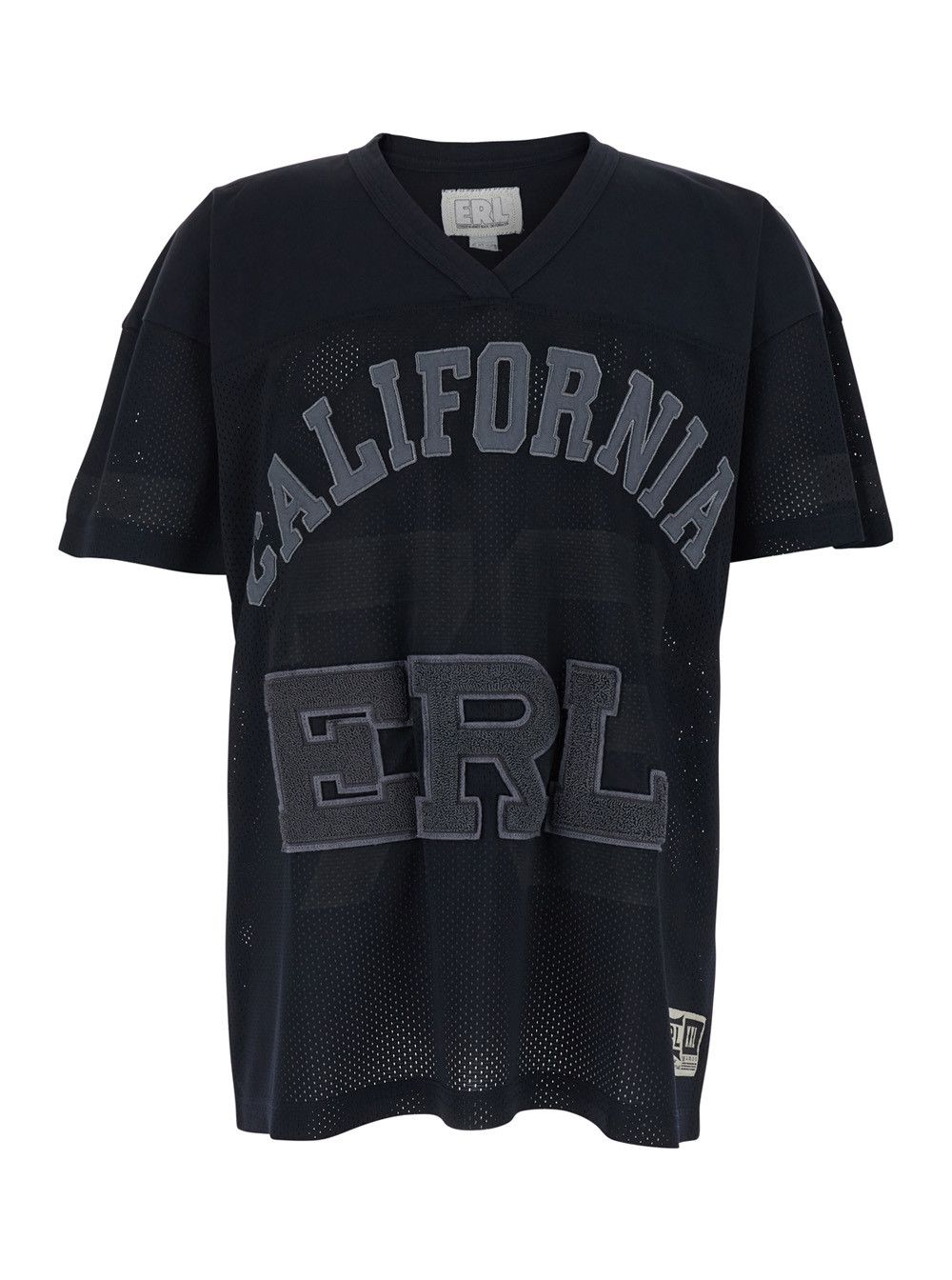 ERL Black T-Shirt with V Neck and Maxi Logo Print on the Front in Cotton Man Size US M / EU 48-50 / 2 - 1 Thumbnail