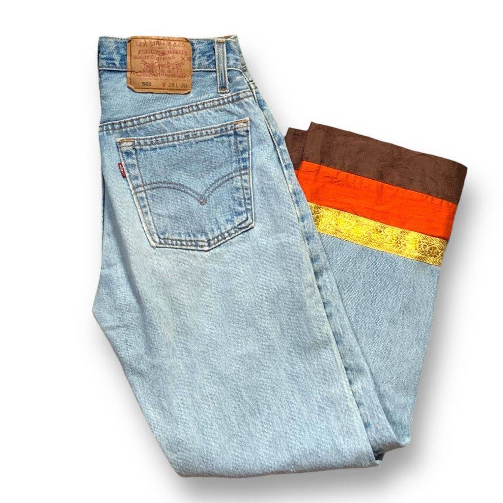 Levi's Levi’s x Nooshin 501 Jeans Brown Metallic Gold Embellished H Size 27" / US 4 / IT 40 - 2 Thumbnail