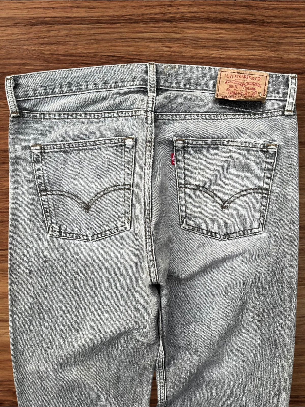 Levi's × Levi's Vintage Clothing × Vintage Vintage 90s Levi’s 505 Grey Wash Distressed Frayed Leg Jeans Size US 35 - 9 Thumbnail