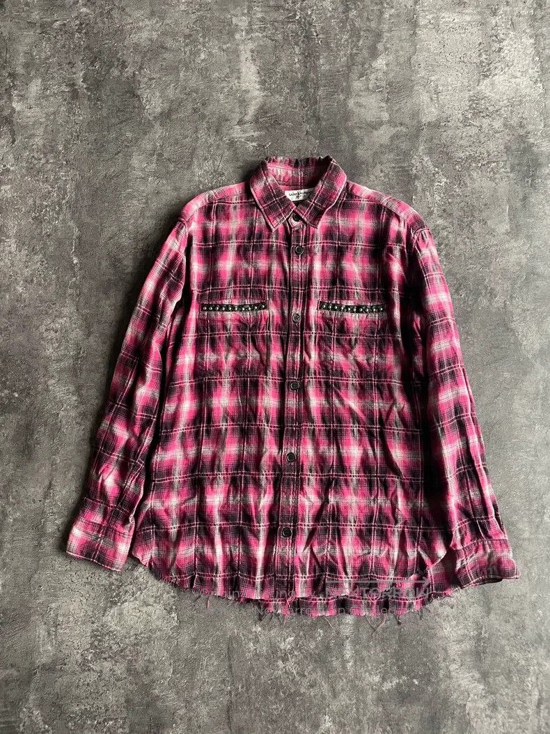 SAINT LAURENT PARIS   Rose柄シャツ Saint Laurent Paris Saint Laurent Flannel shirt with frayed hem