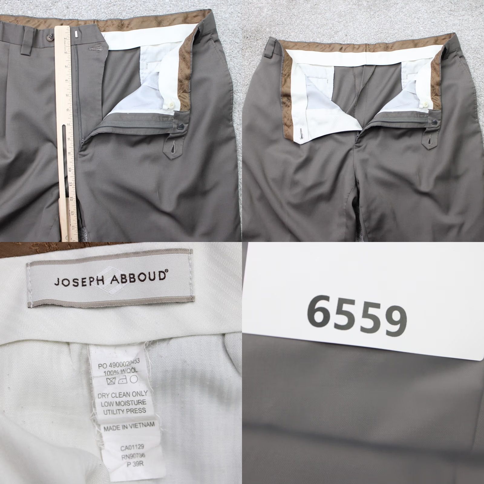 Joseph Abboud Joseph Abboud Pants Mens 39 Gray Wool Pleated Straight Leg Dress Pants Size US 39 - 8 Thumbnail