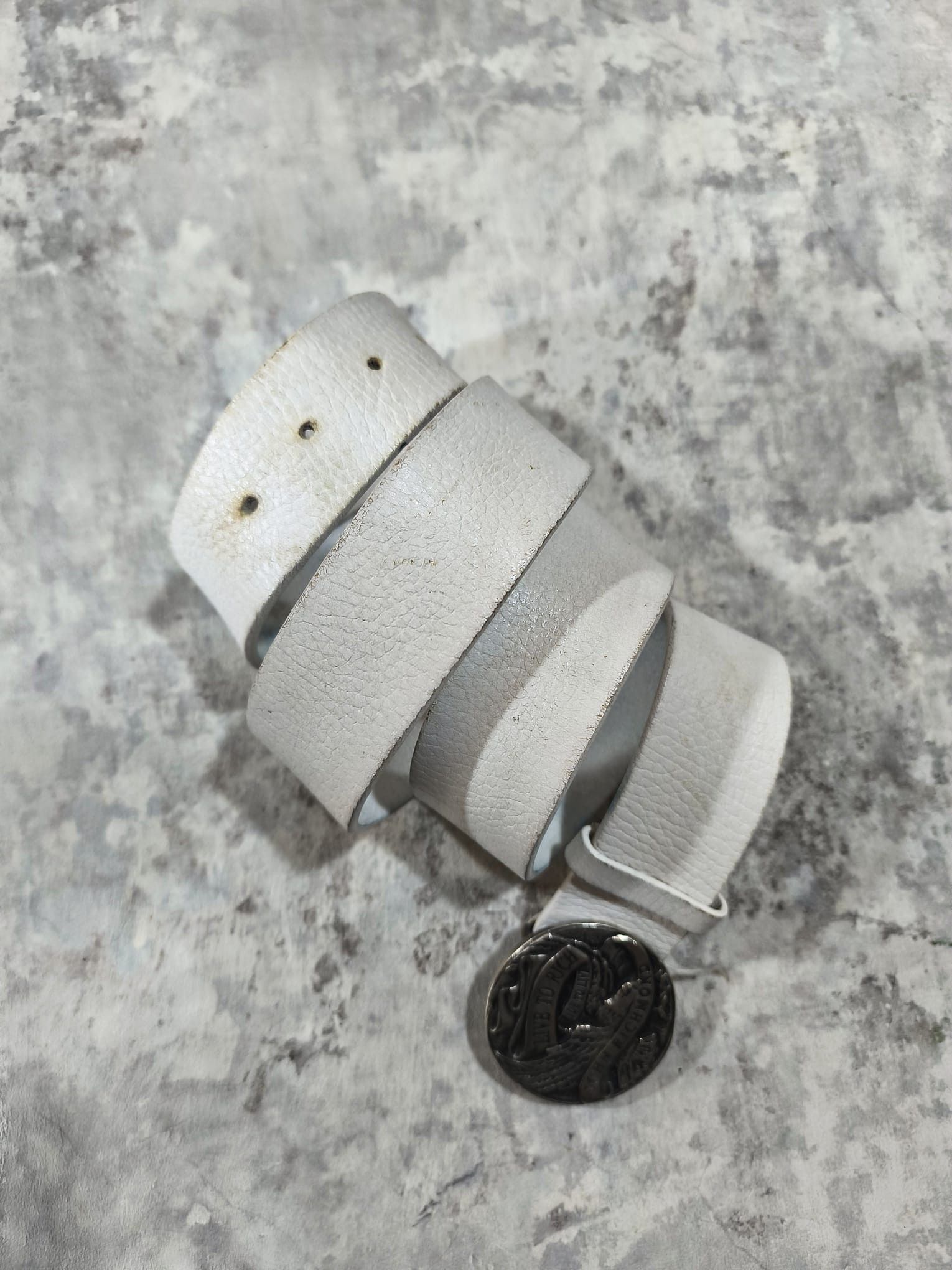 John Richmond RICHMOND DIRTY WHITE DISTRESSED LEATHER ITALY BELT Size ONE SIZE - 4 Thumbnail