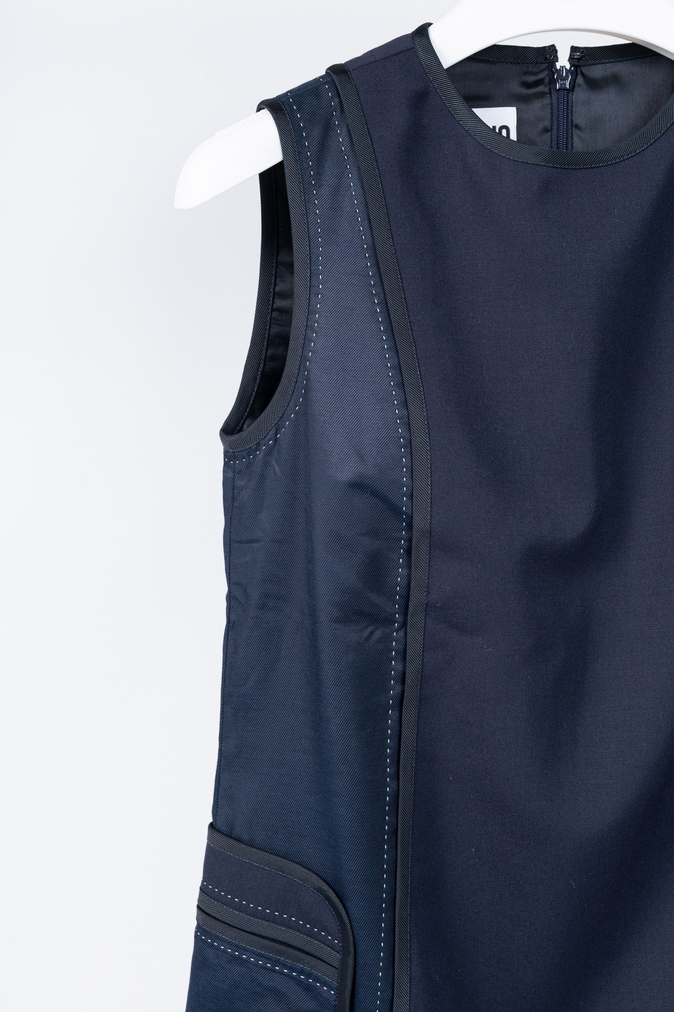 Moschino Moschino PF/23 Navy Wool Inside-Out Shift Dress Size M / US 6-8 / IT 42-44 - 4 Thumbnail