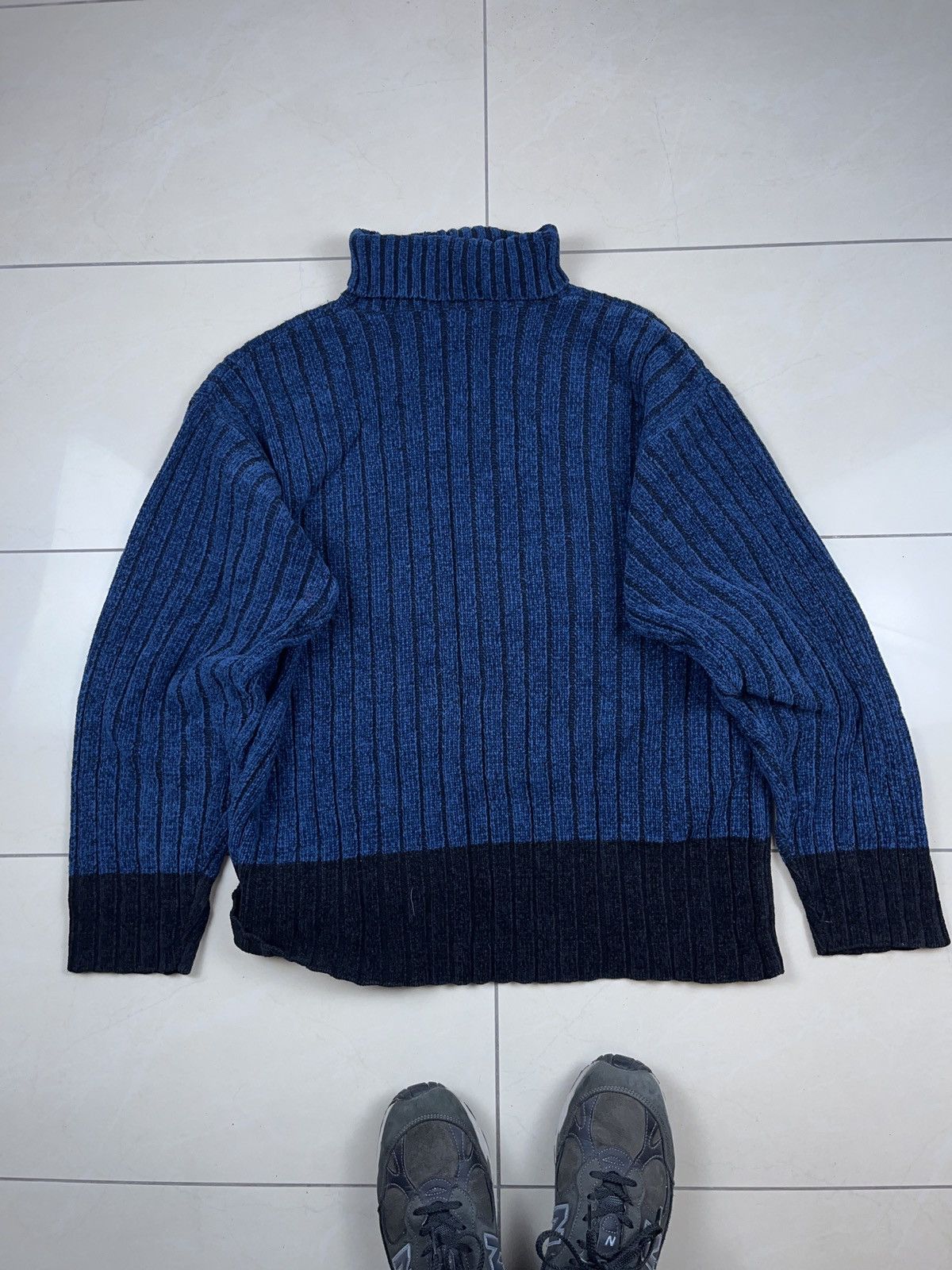 Japanese Brand × Vintage ➕ vintage y2k ribbed turtle neck mock sweater striped Size US L / EU 52-54 / 3 - 3 Thumbnail