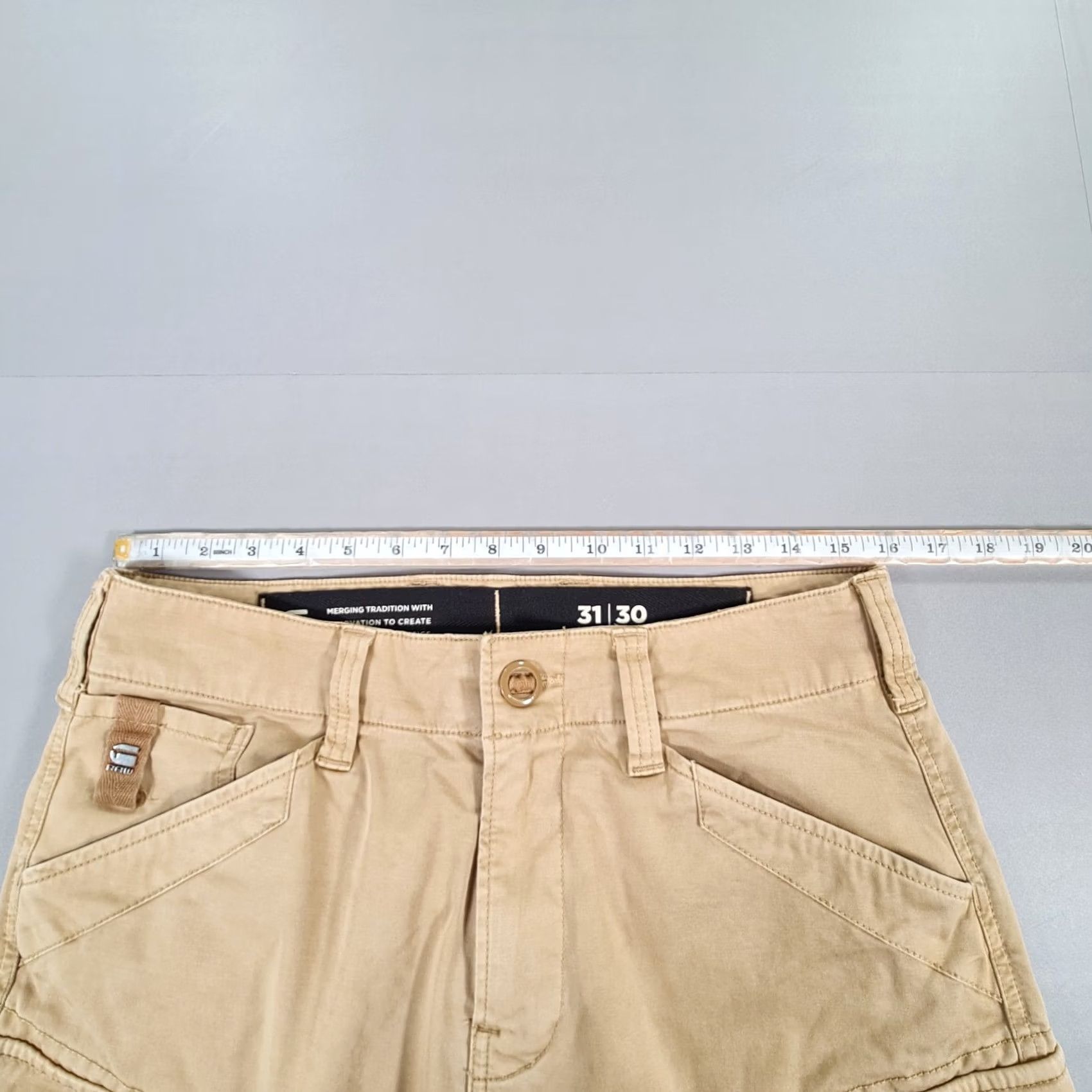 G-Star G-Star Mens Cargo Pants Beige W31 L30 Roxic Straight Tapered Leg Trousers Size US 31 - 7 Thumbnail