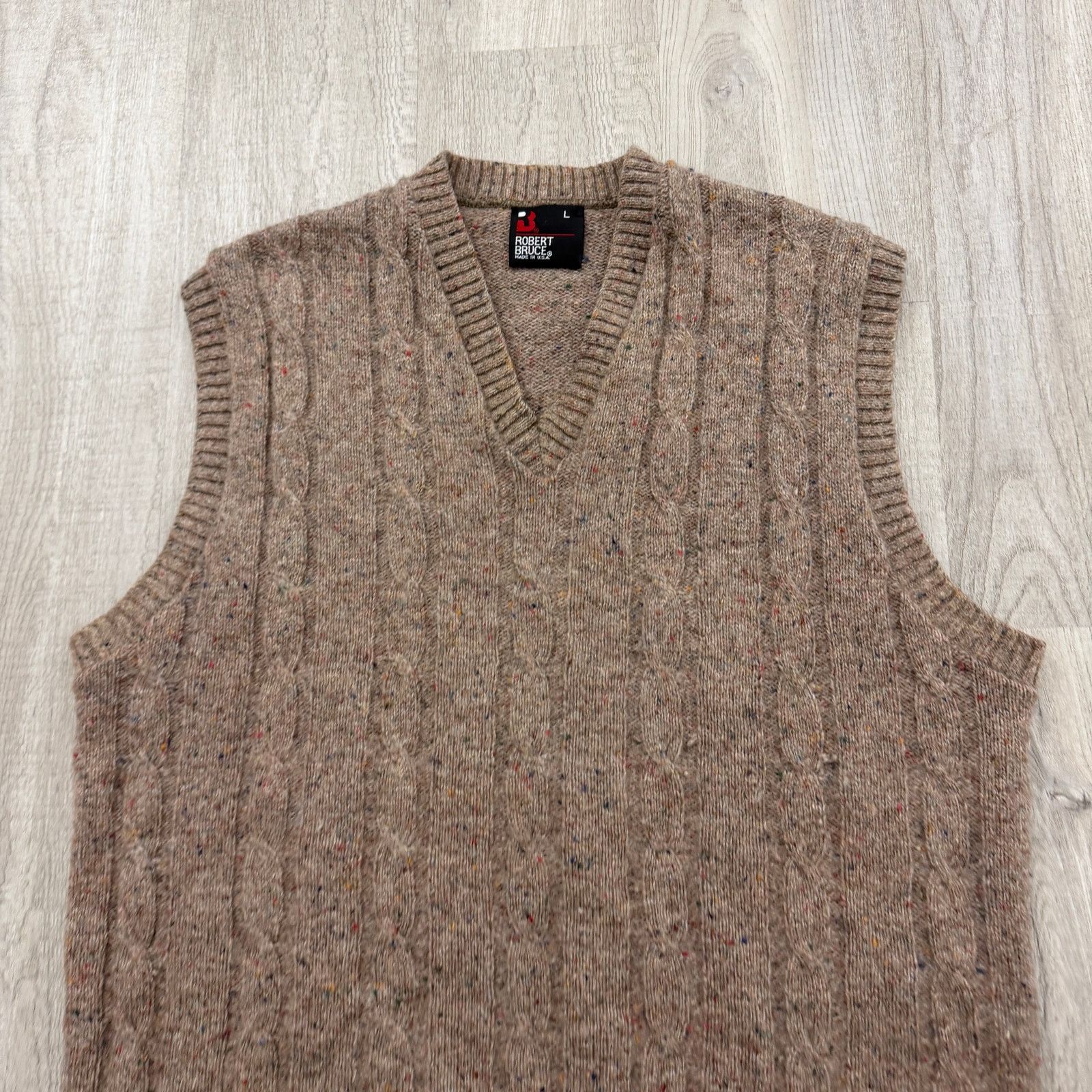 Vintage Vintage Robert Bruce Sweater Vest Men's Large Beige 80s Size US L / EU 52-54 / 3 - 2 Thumbnail
