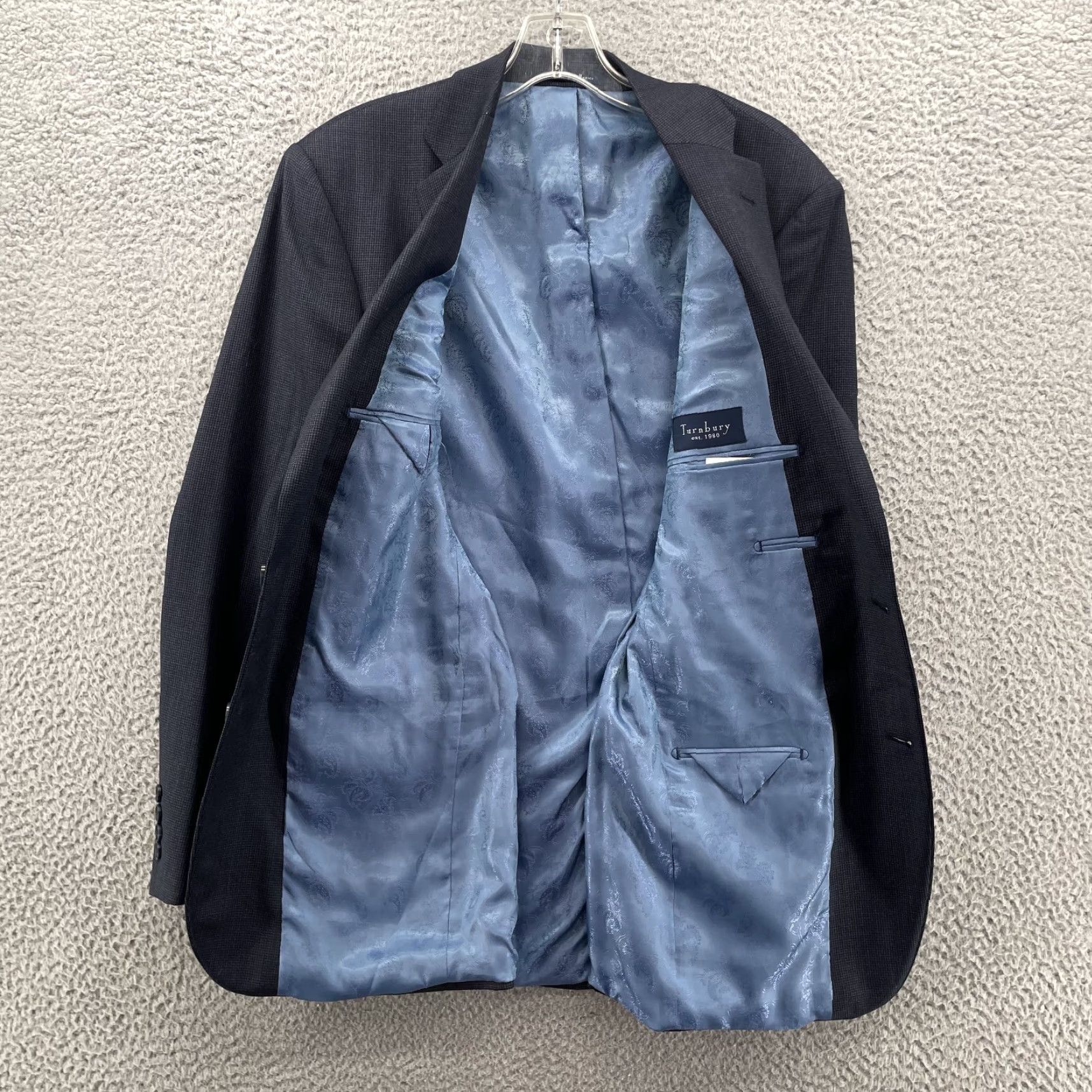 Vintage Turnbury Blazer Men 40R Navy Wool Single-Breasted Notch Lapel 2-Button 90s Formal Business 90s Style Shirt? Size 40R - 2 Thumbnail