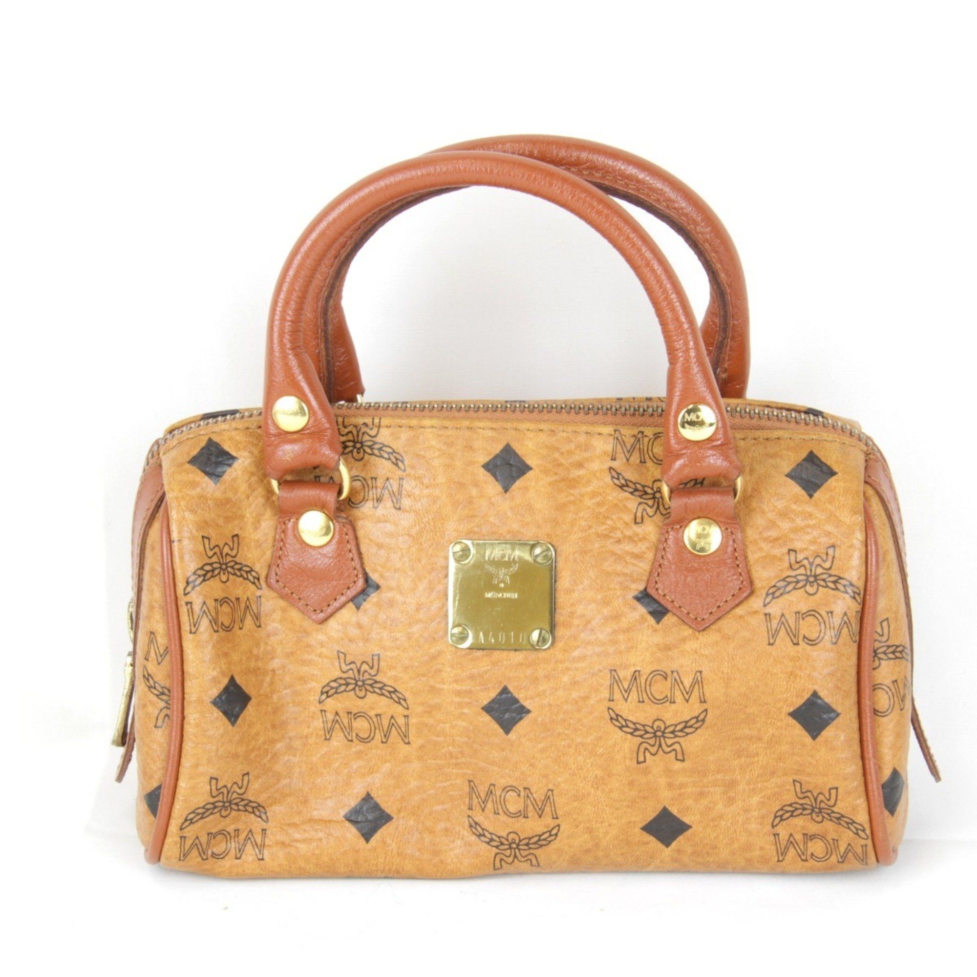 MCM MCM Visetos 010 Boston Bag Leather Brown Women's Size ONE SIZE - 1 Thumbnail