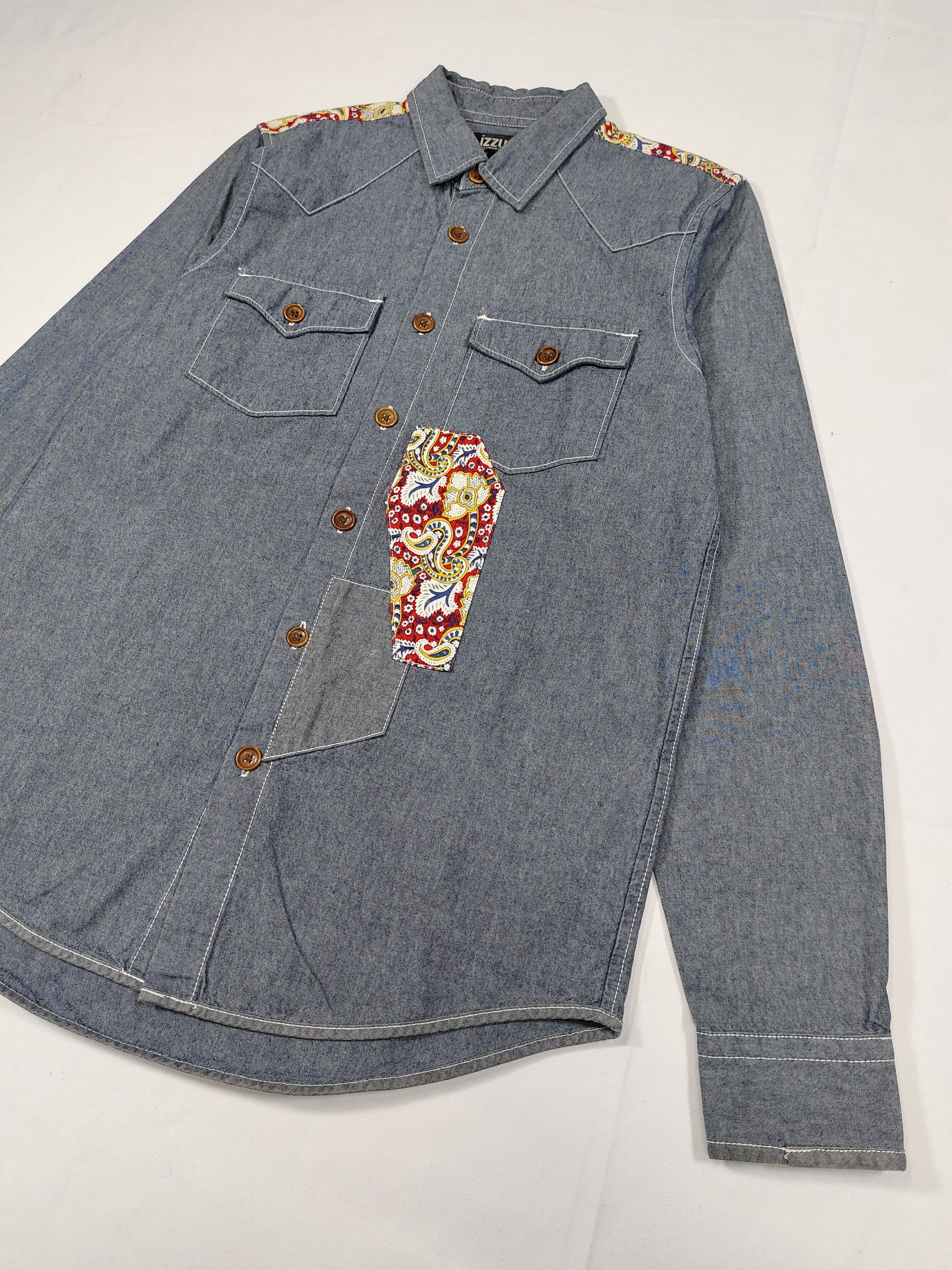 izzue Izzue 🇯🇵 Paisley Pacthwork Yoke Denim Western Shirt Size US S / EU 44-46 / 1 - 3 Thumbnail