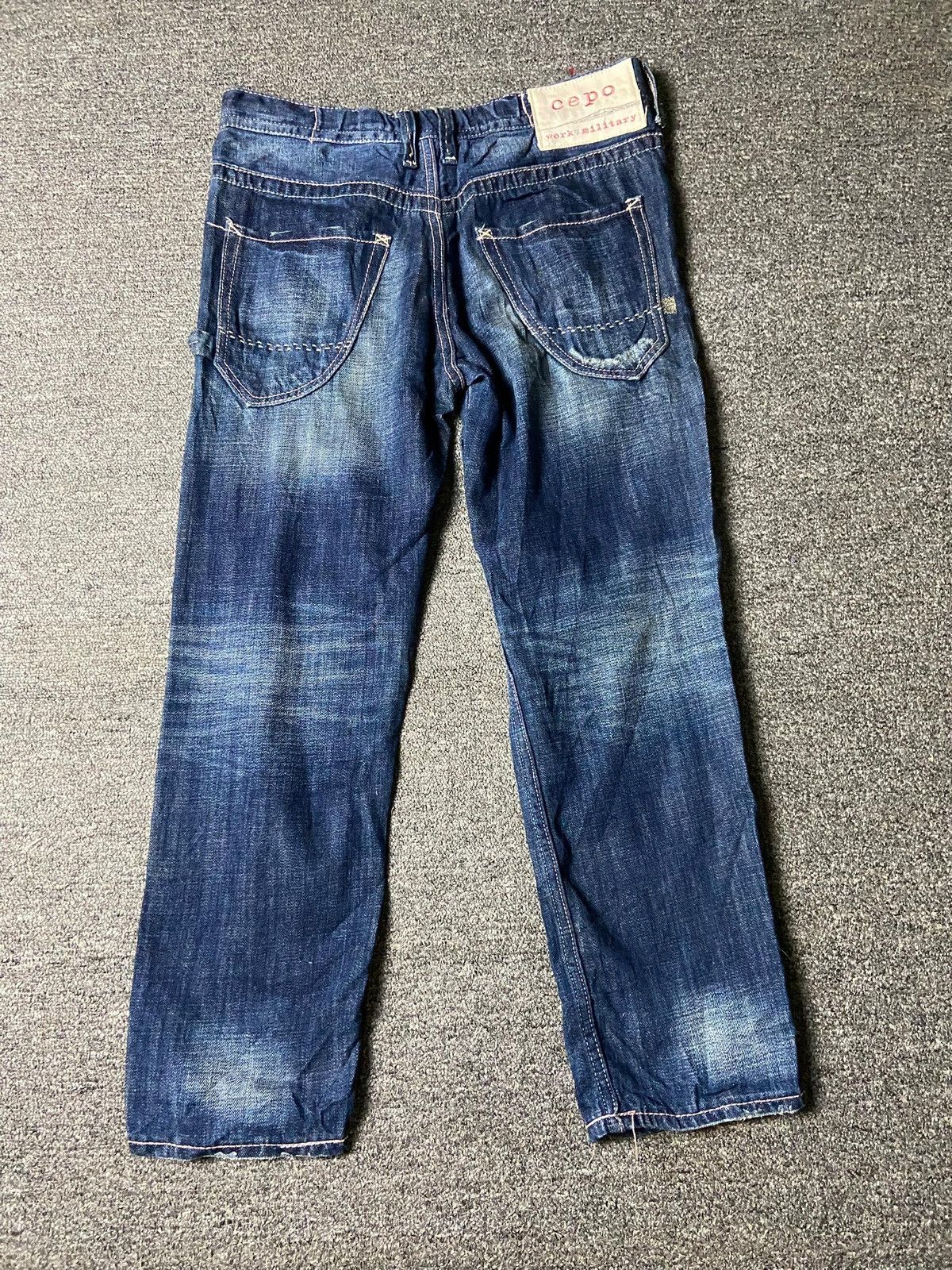 Japanese Brand CEPO Work & Military Distressed Ripped Jeans (158) Size US 32 / EU 48 - 2 Thumbnail