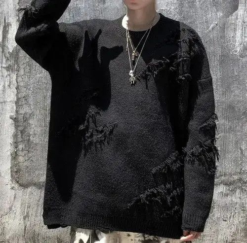 Other Distressed Black Loose Knit Sweater Size US M / EU 48-50 / 2 - 4 Thumbnail